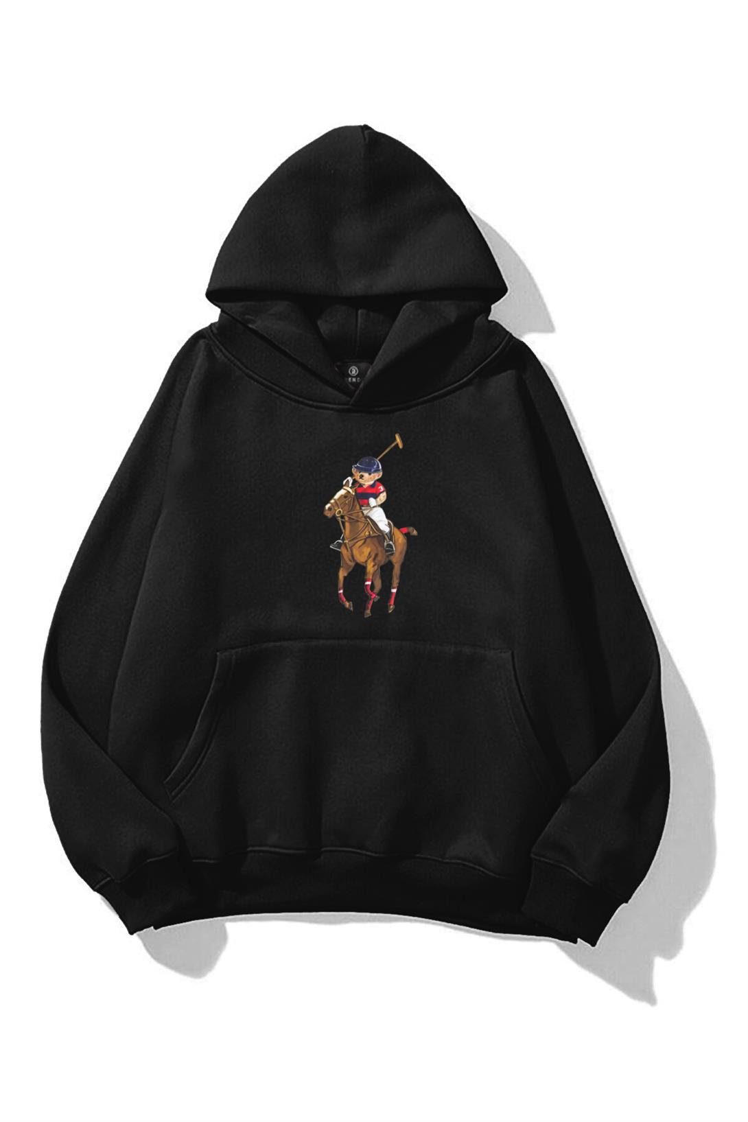 Unisex Teddy Horse Sweatshirt Siyah