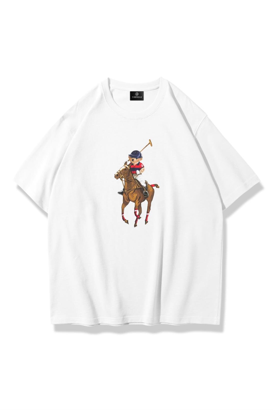 Unisex Teddy Horse Tshirt Beyaz