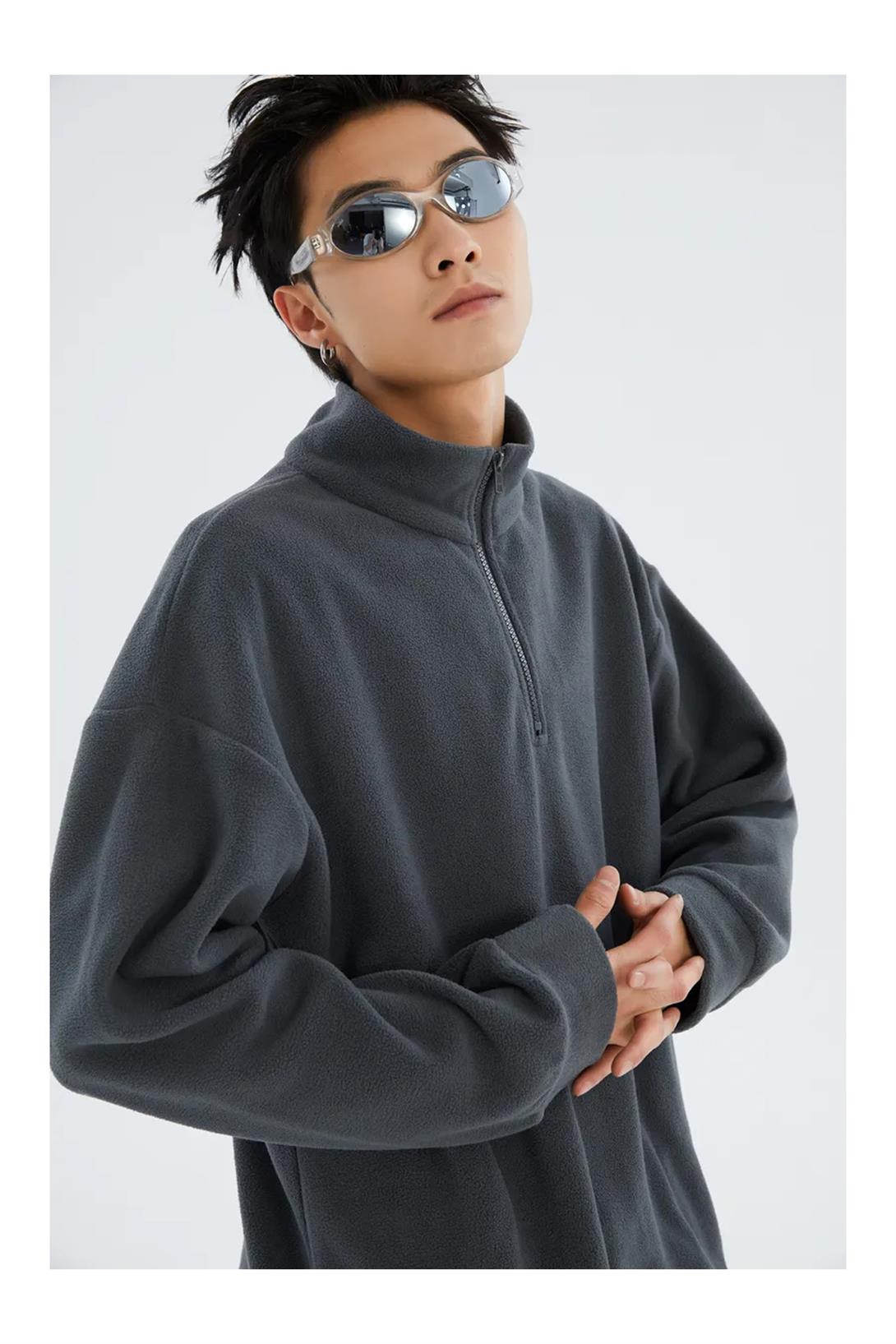 Unisex Polar Dik Yaka Sweatshirt Antrasit 2051