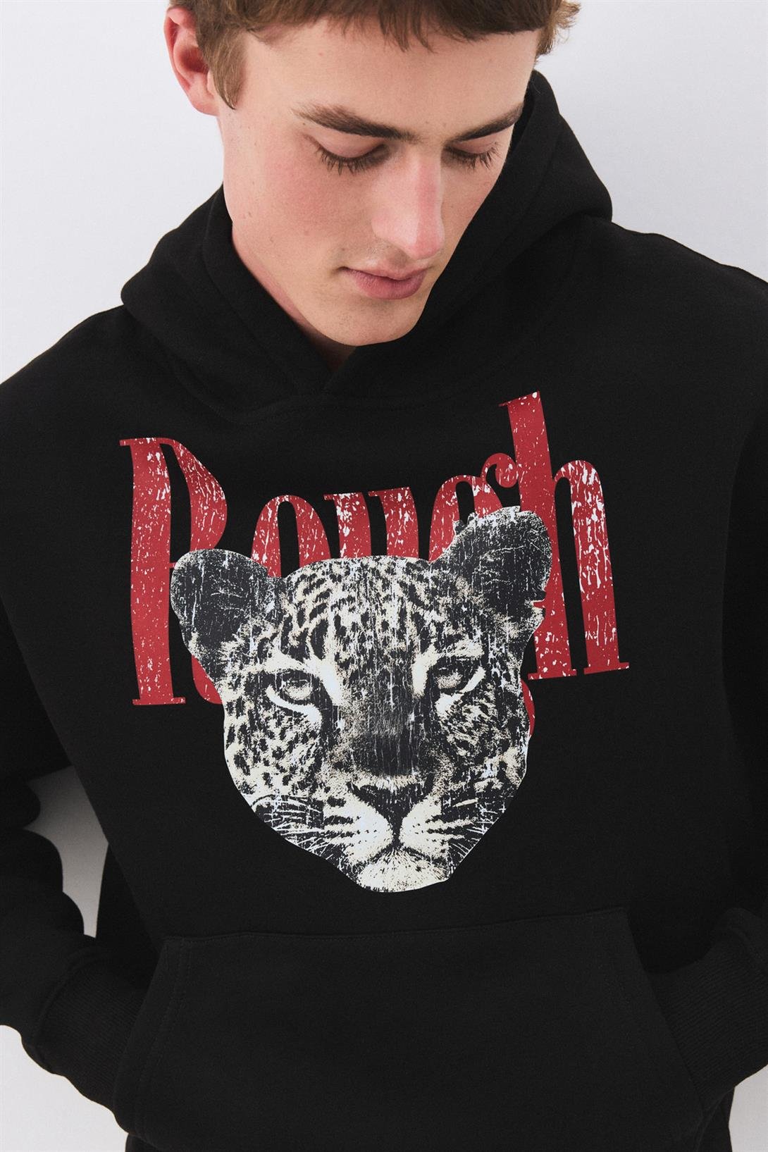Unisex Rough Leopar Sweatshirt Siyah