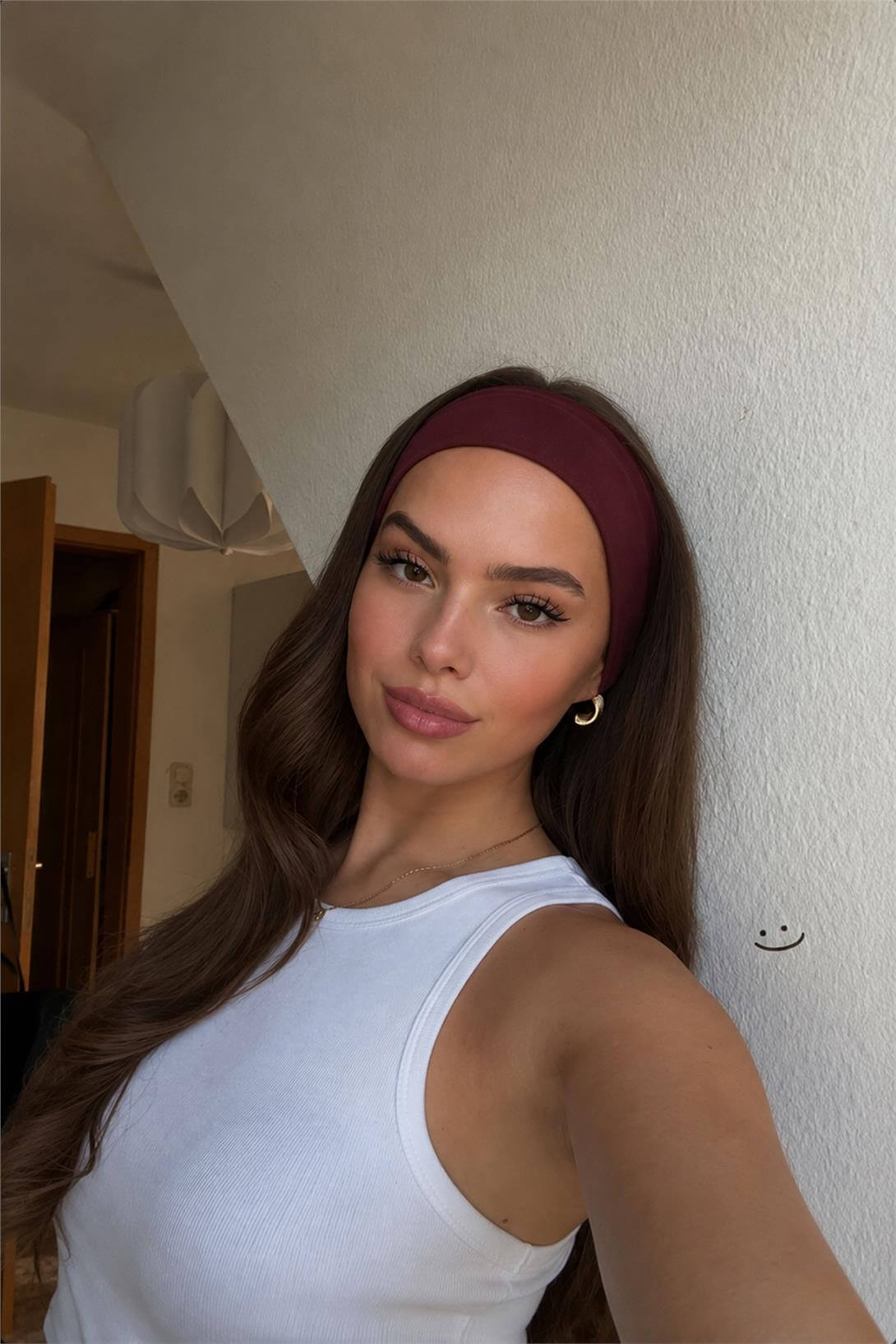 Kadın 2li Pamuklu Esnek Bandana Seti Beyaz Bordo