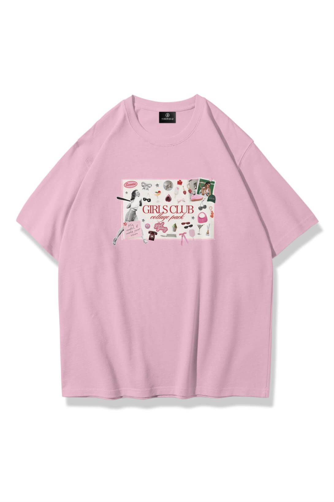Kadın Girls Club Collage Tshirt Pembe