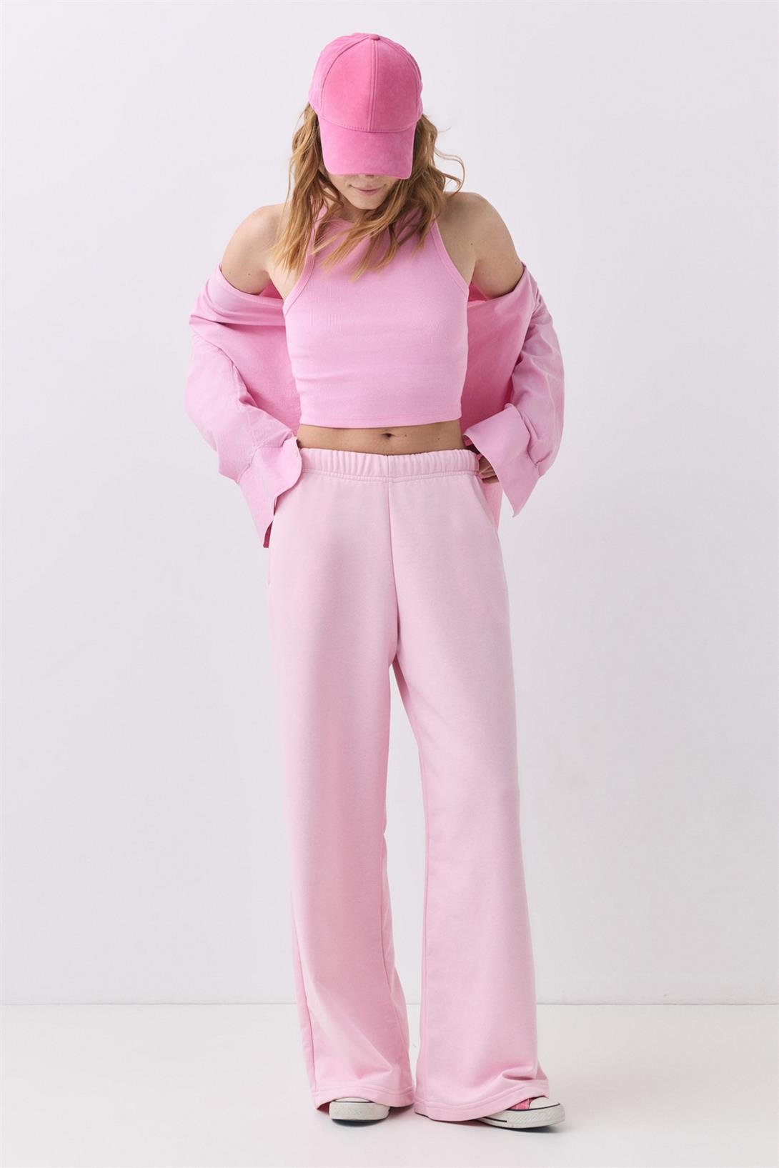 Kadın Bol Paça Eşofman Altı Pembe 2013