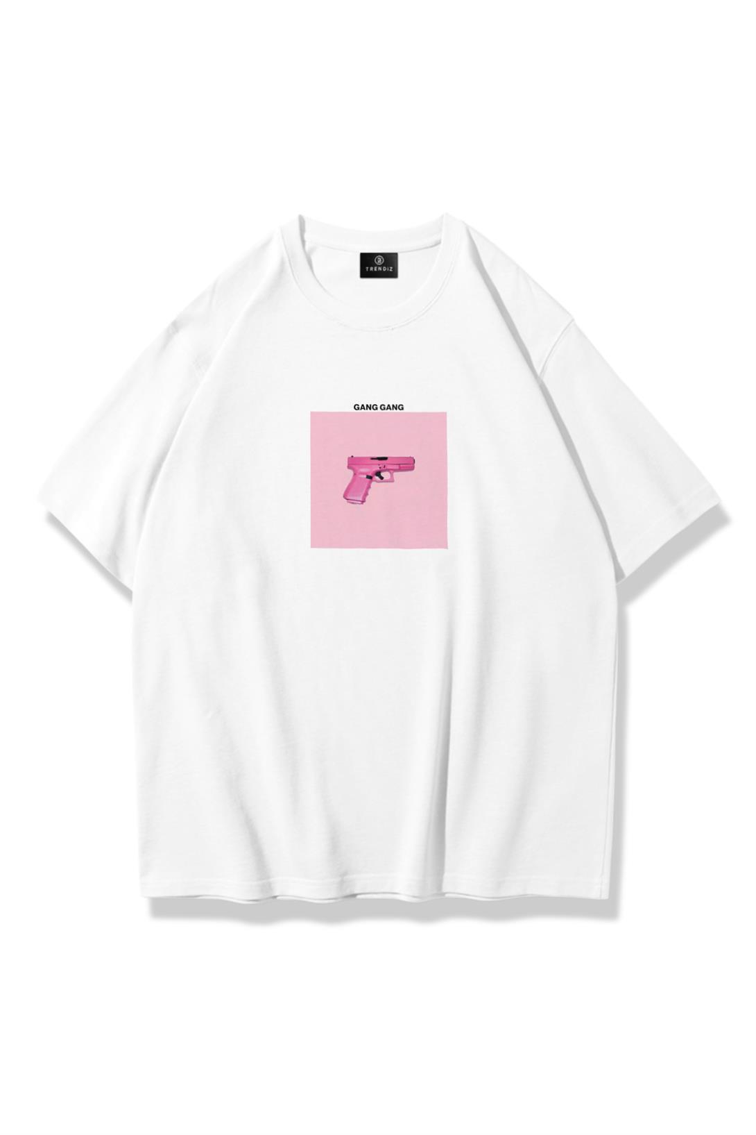 Unisex Gang Gang Tshirt Beyaz