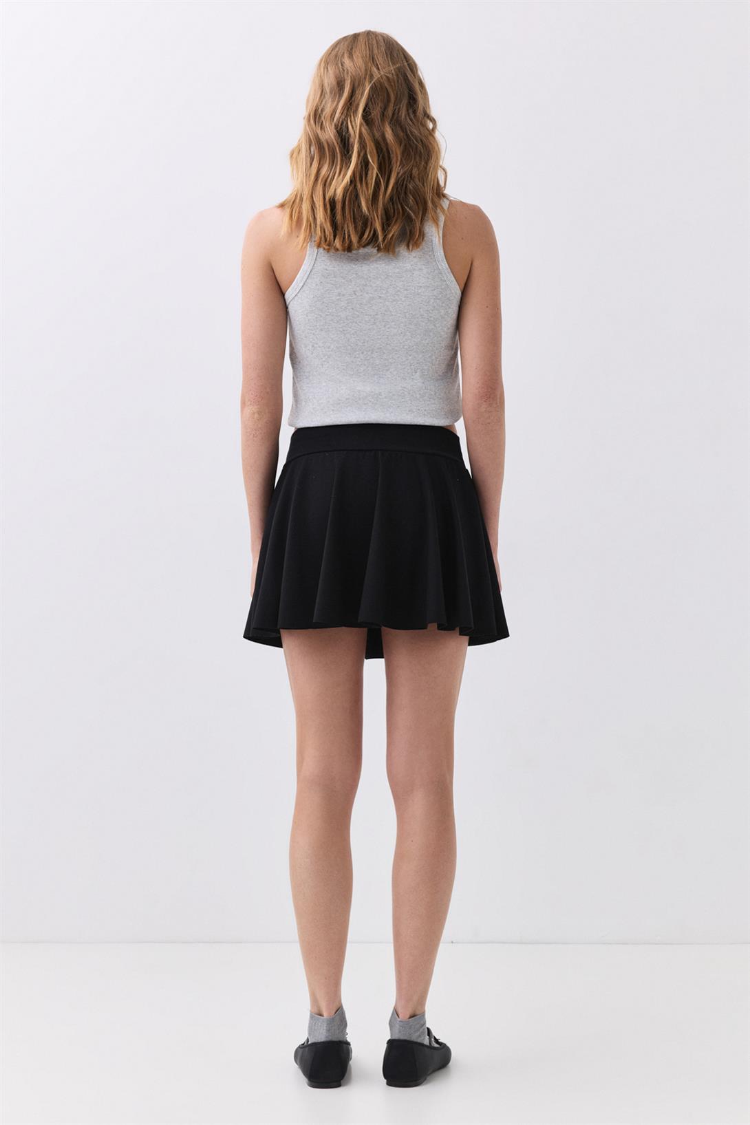 Kadın Mini Kloş Etek Siyah 3012