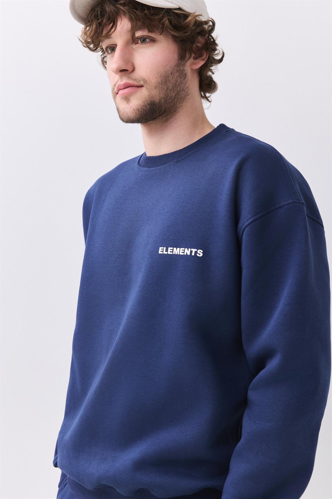 Erkek Elements Pamuklu Içi Polarlı  Relaxed Eşofman Takımı İndigo 2031