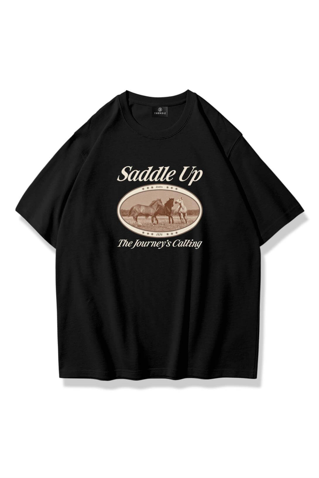 Unisex Saddle Up Tshirt Siyah