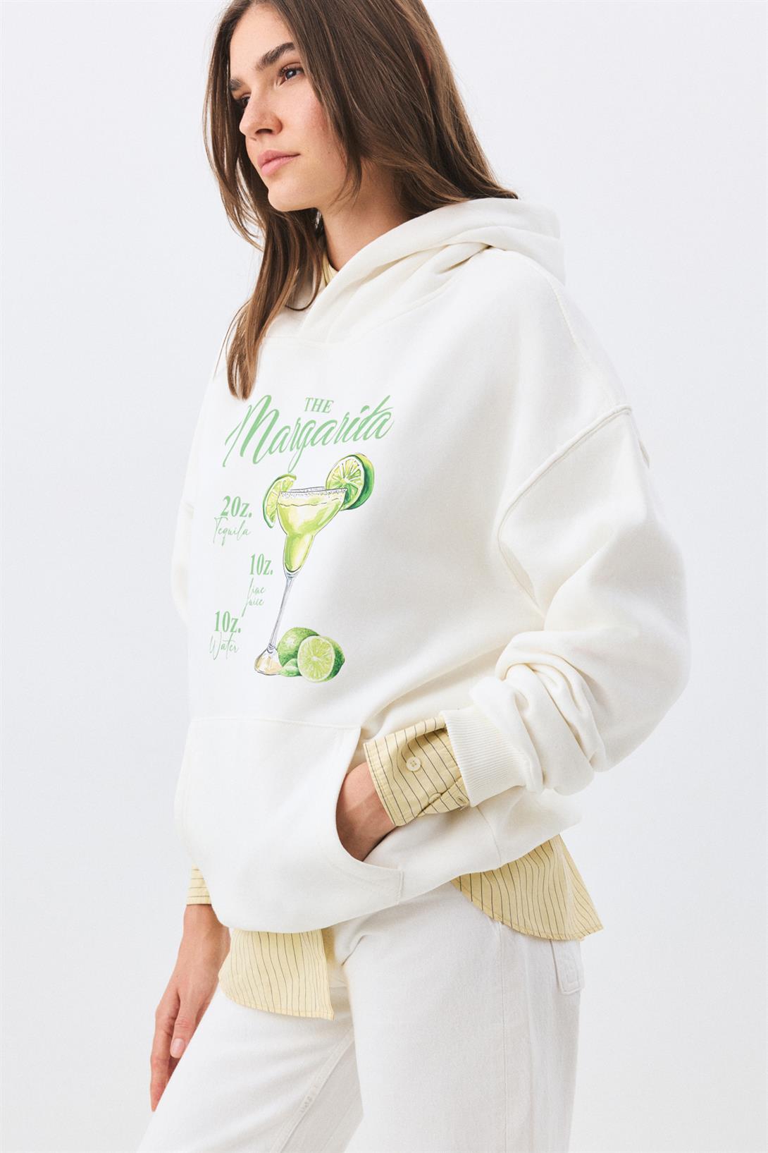 Kadın Margarita Social Club Sweatshirt Beyaz