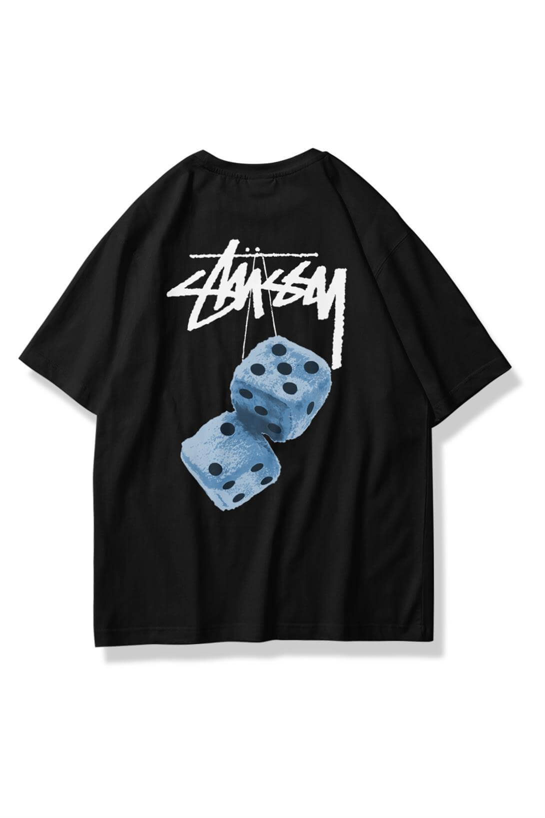 Unisex Stüssy Zar Tshirt Siyah