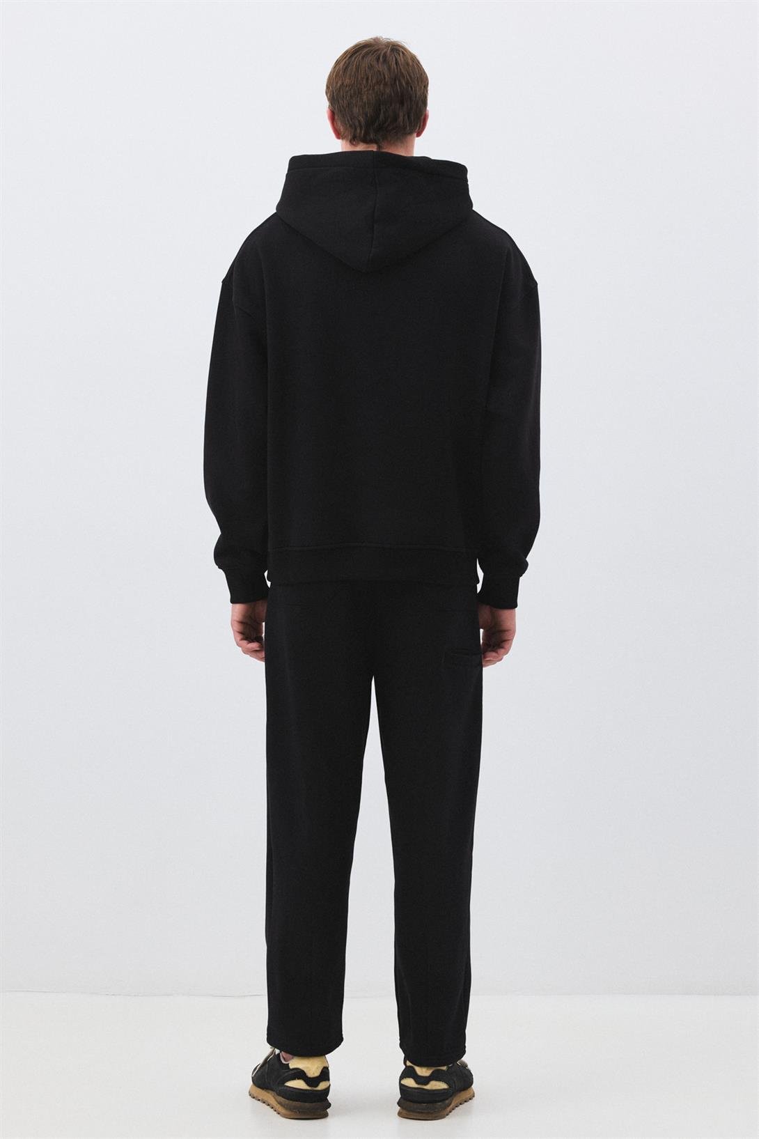 Erkek Premium Kapşonlu Cep Detaylı Eşofman Takımı Siyah 2033