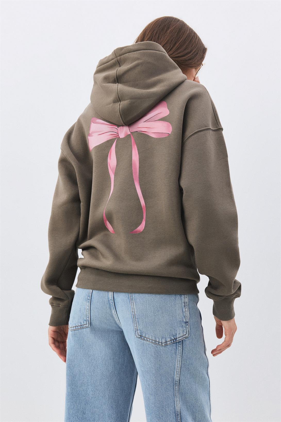 Kadın Fiyonk Kurdele Sweatshirt Antrasit
