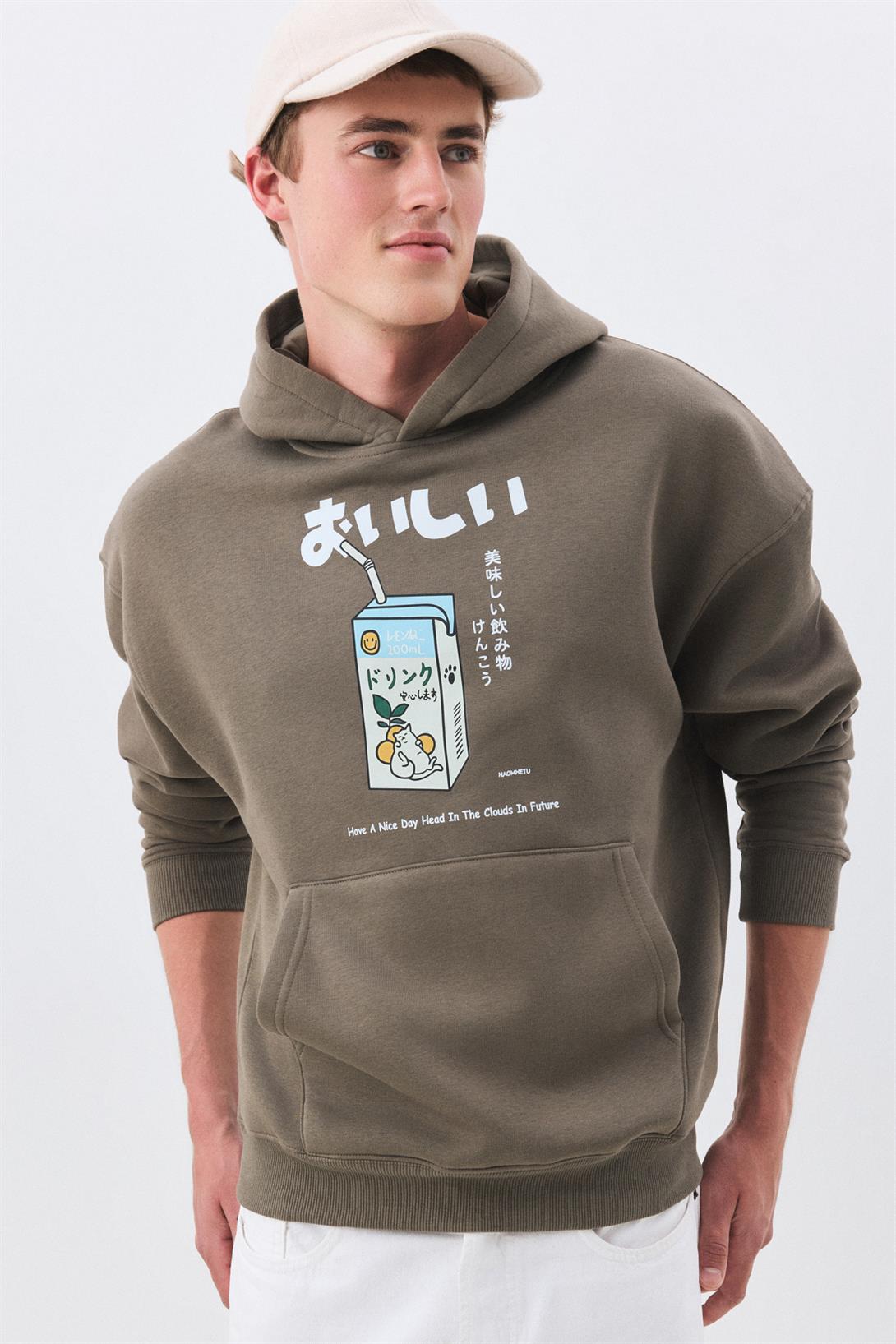 Unisex Cat Lemon Juice Sweatshirt Antrasit