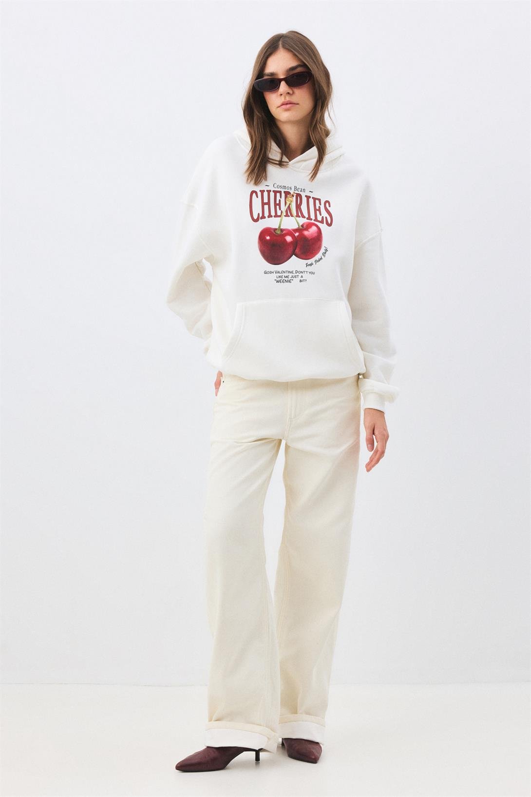 Kadın Cherries Sweatshirt Beyaz