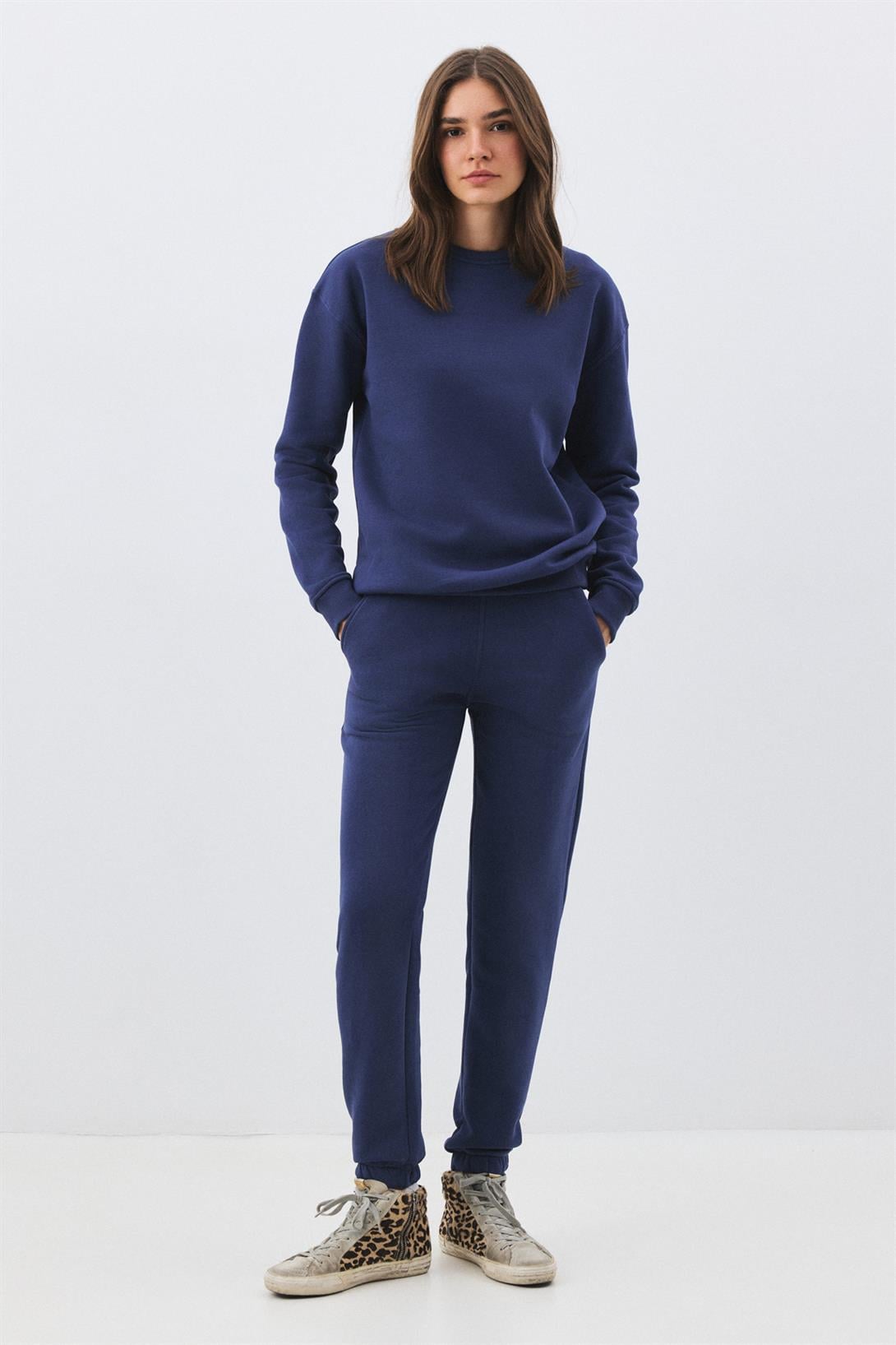 Kadın Premium Bisiklet Yaka Eşofman Takımı İndigo 2031