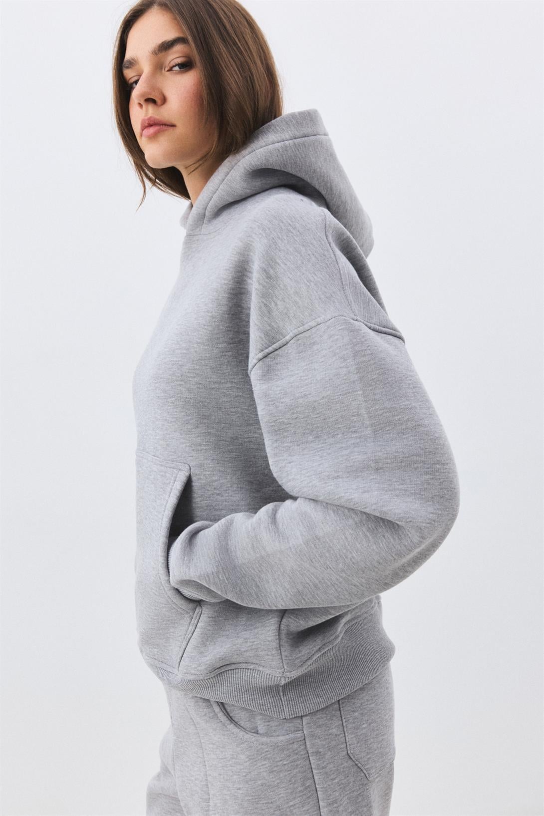 Kadın Premium Kapşonlu Cep Detaylı Eşofman Takımı Grimelanj 2033