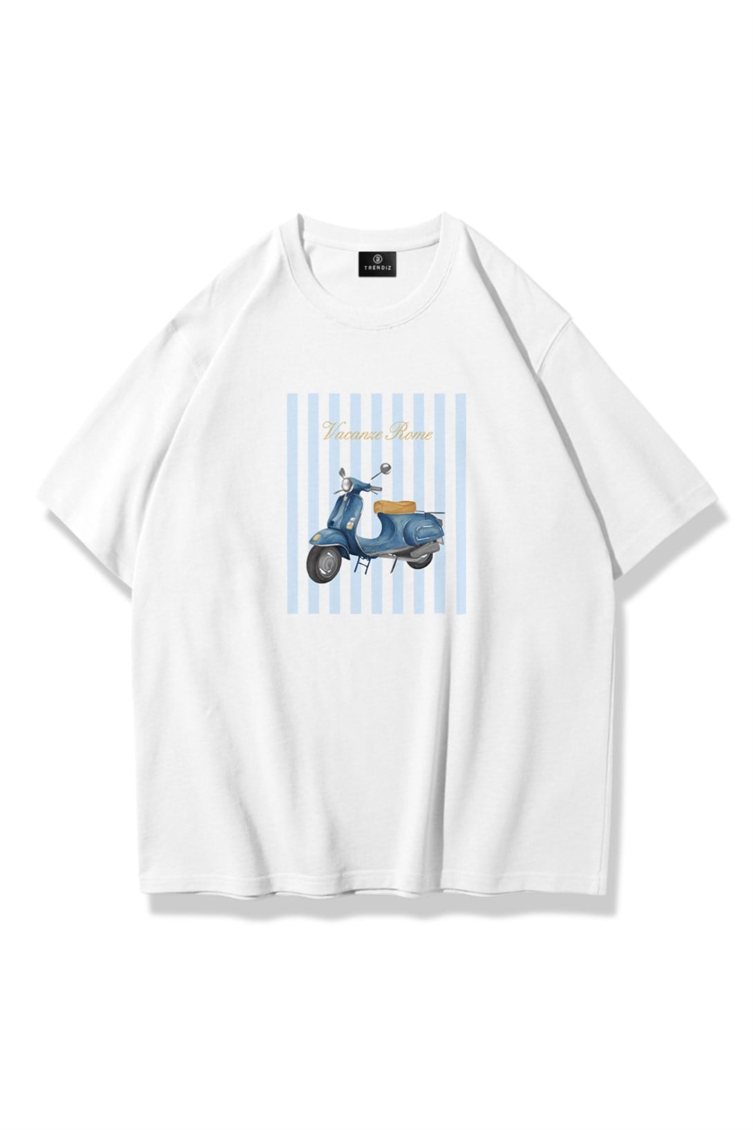 Unisex Vacanze Rome Tshirt Beyaz