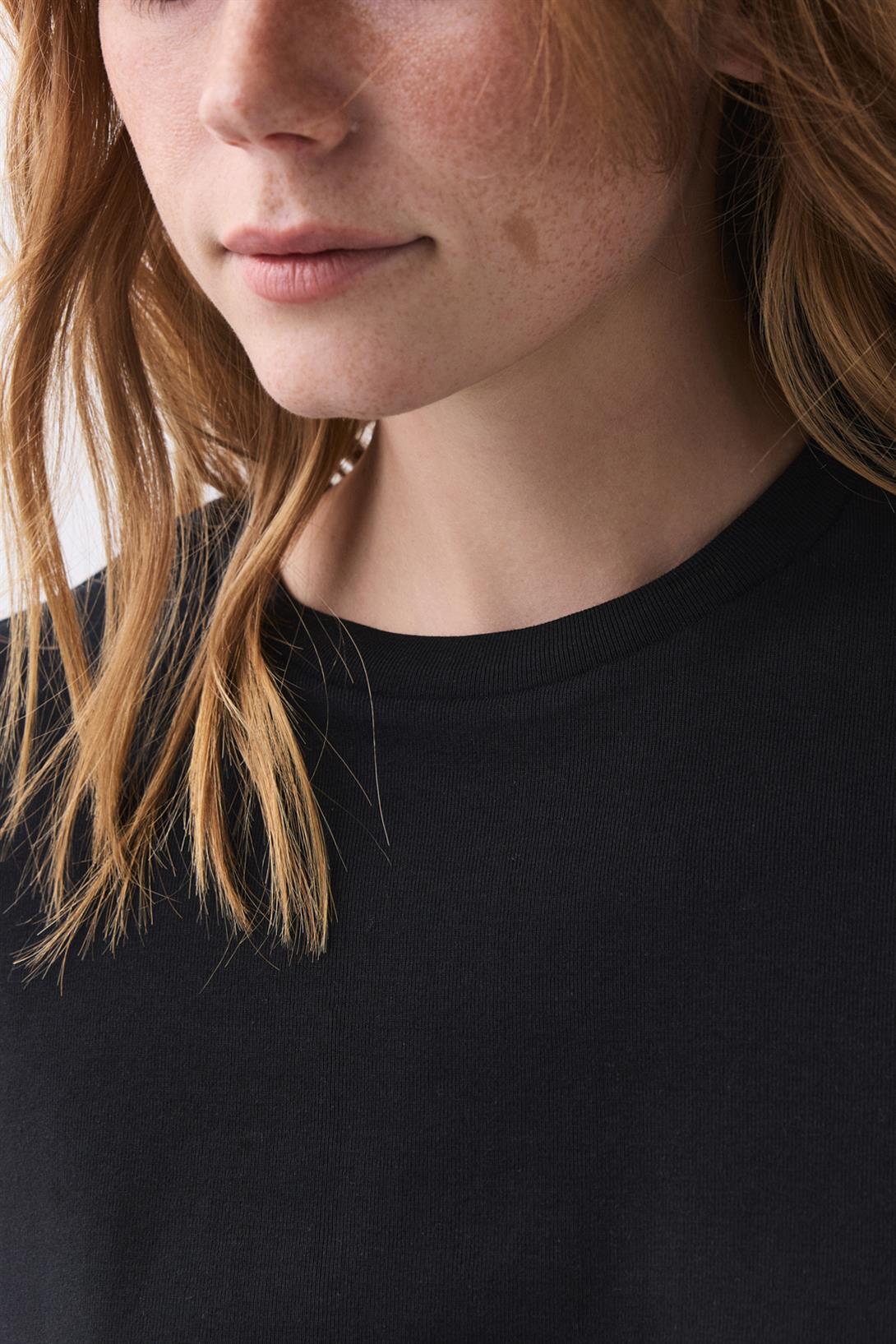 Kadın Karpuz Kol Basic Tshirt Siyah 5011