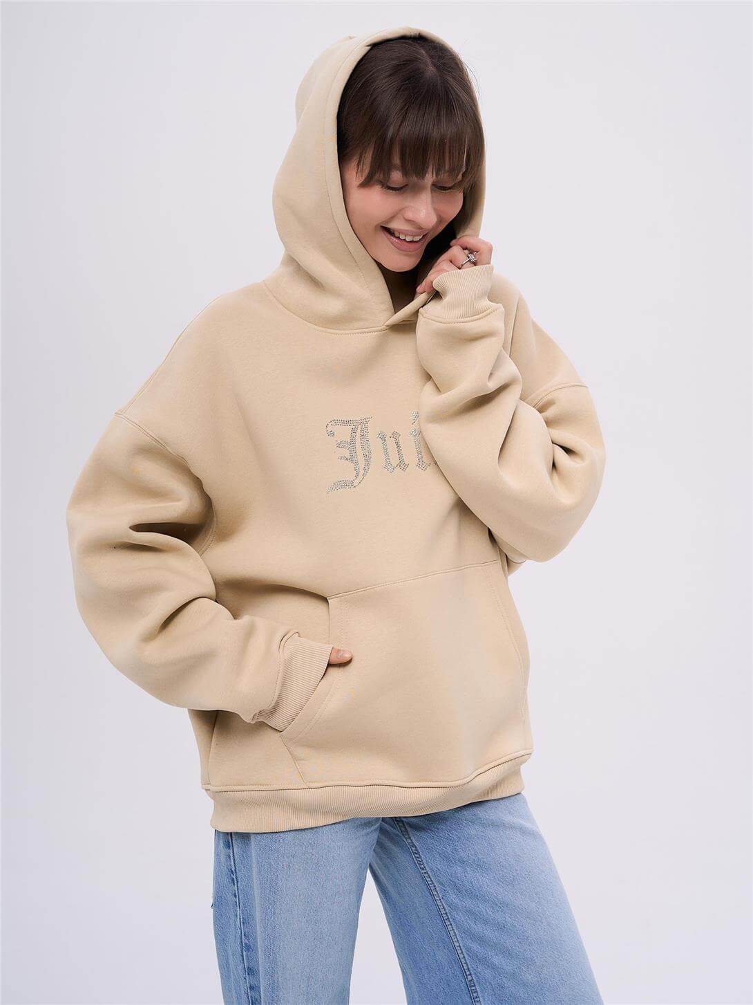 Unisex Juiciy Taş Baskılı Sweatshirt Taş