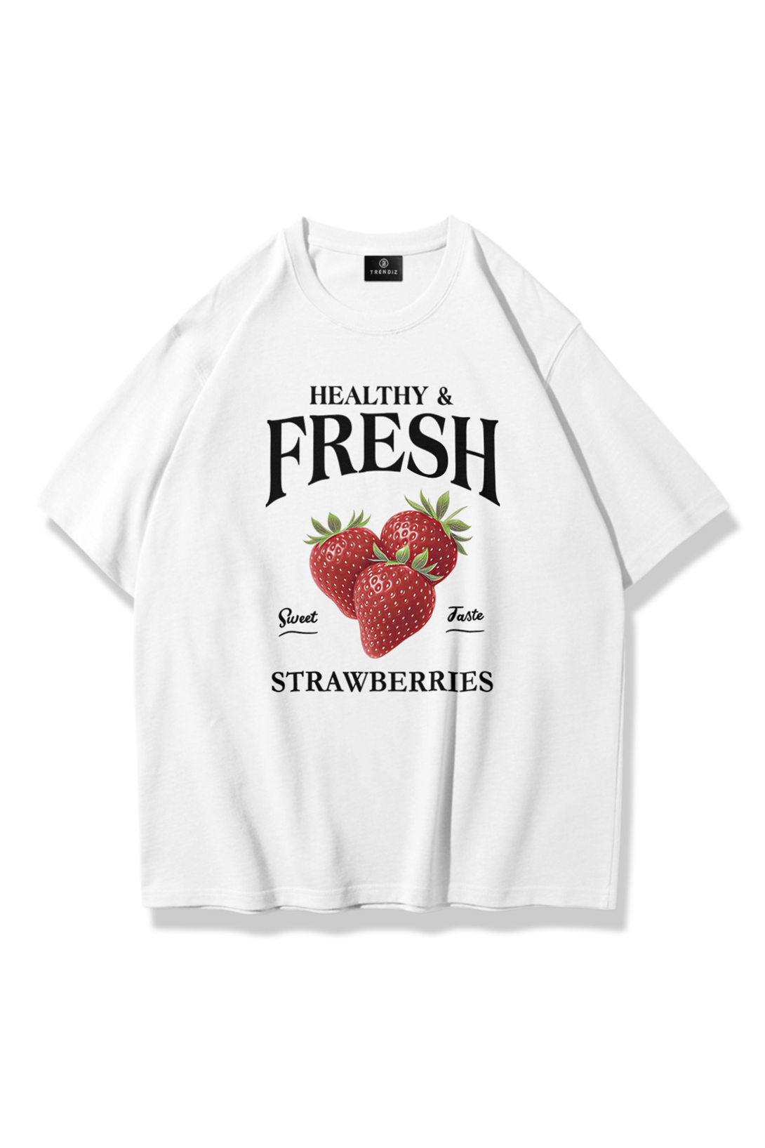 Unisex Fresh Strawberries Tshirt Beyaz