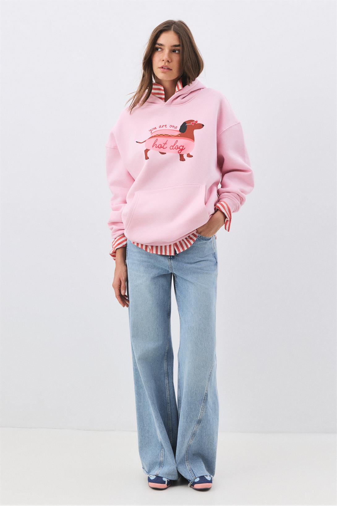 Kadın Hotdog Sweatshirt Pembe