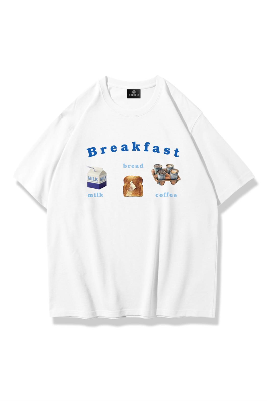 Unisex Breakfast Tshirt Beyaz