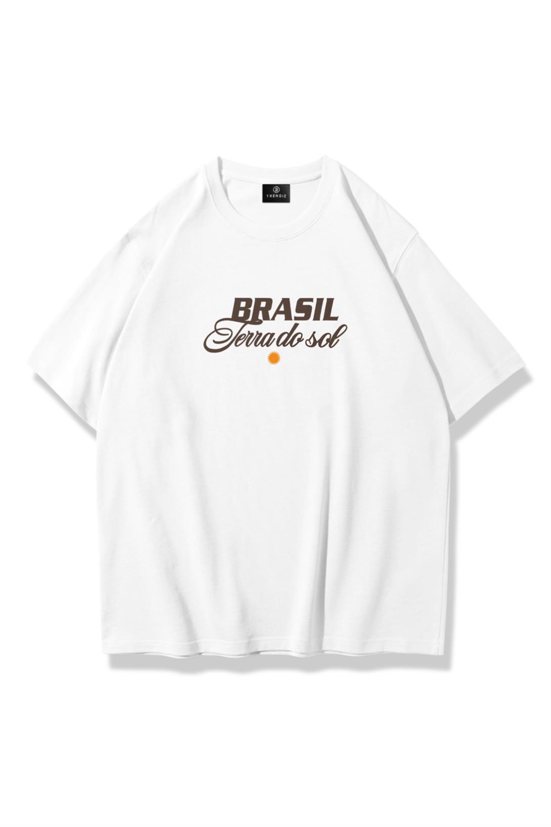 Unisex Brasil Tshirt Beyaz
