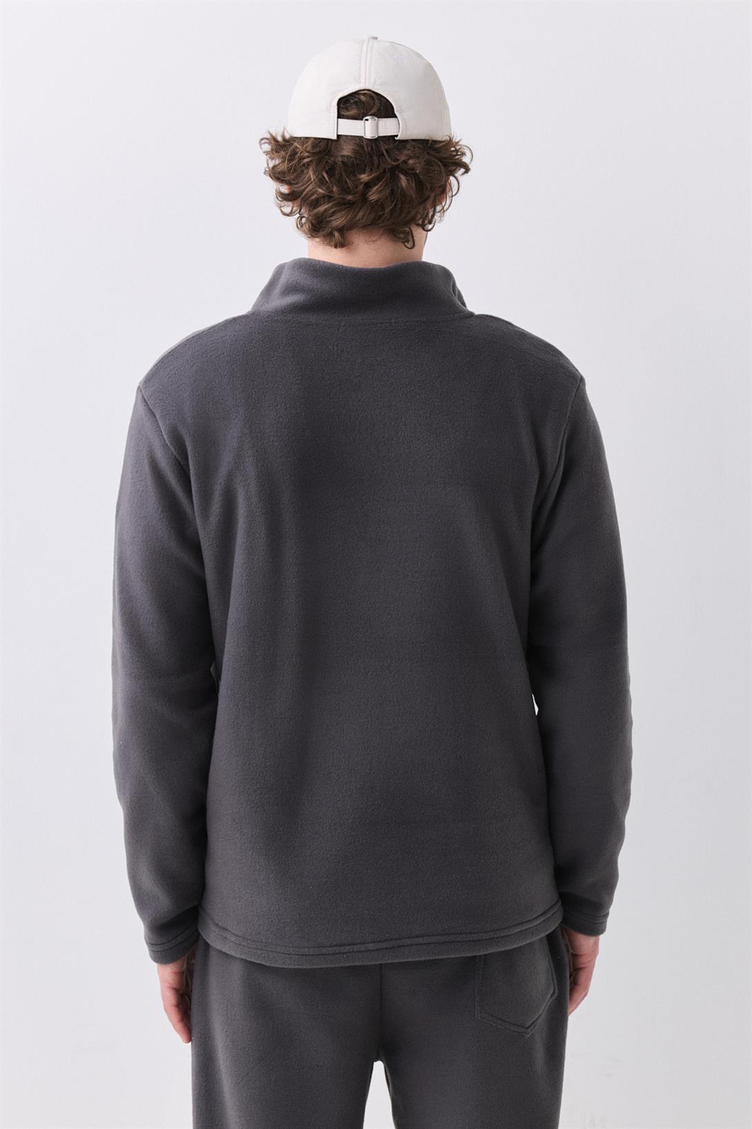 Erkek Polar Dik Yaka Sweatshirt Antrasit 2051