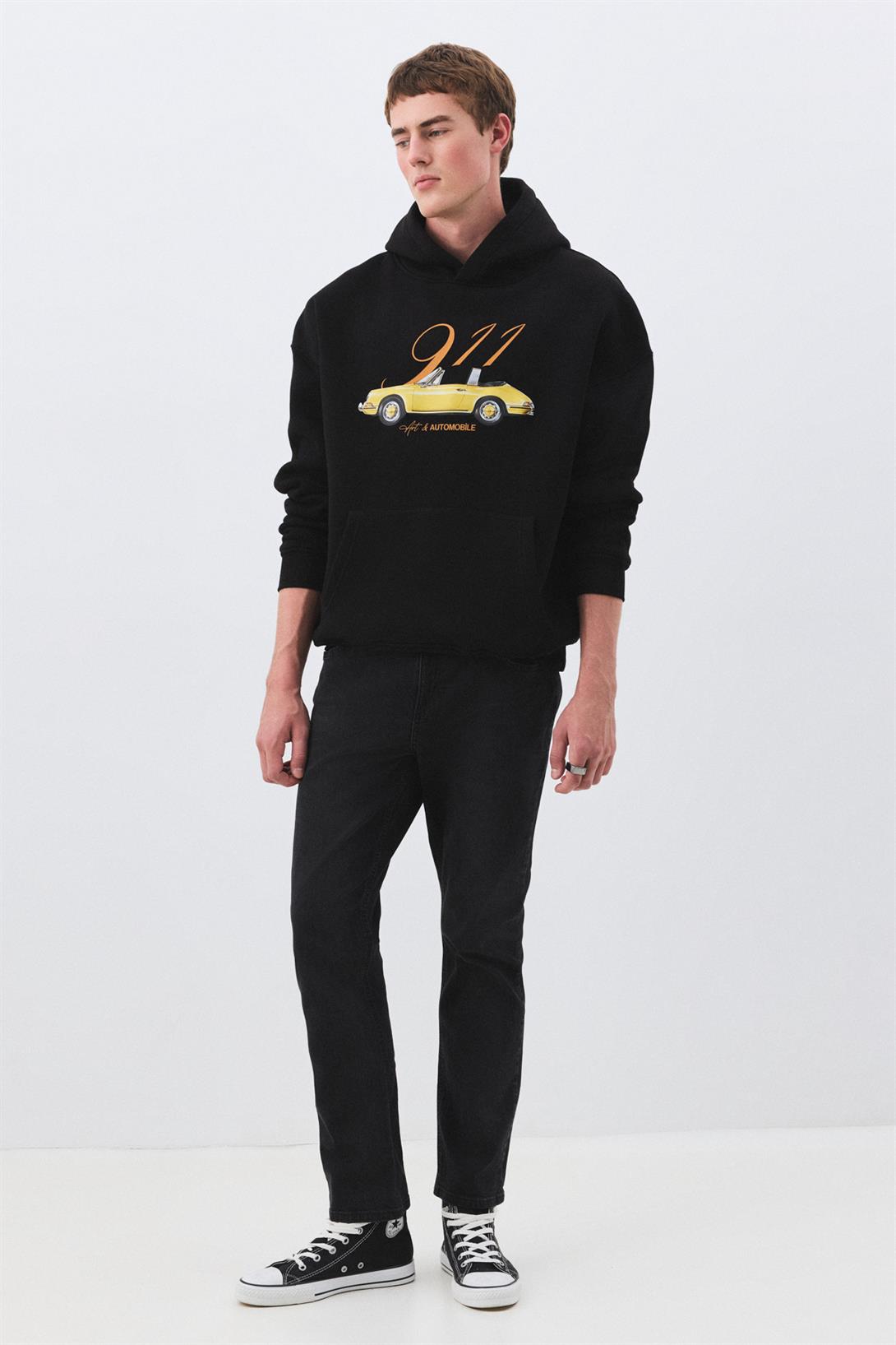 Kadın 911 Art and Automobile Sweatshirt Siyah