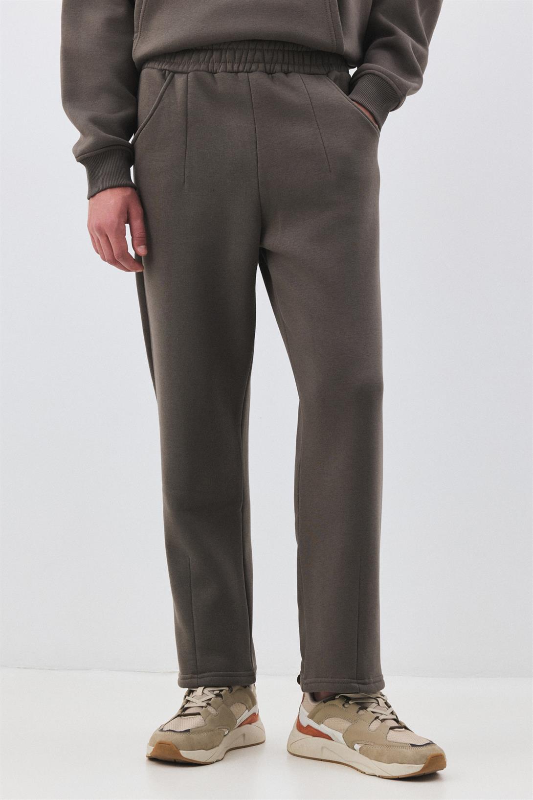 Erkek Premium Kapşonlu Cep Detaylı Eşofman Takımı Antrasit 2033