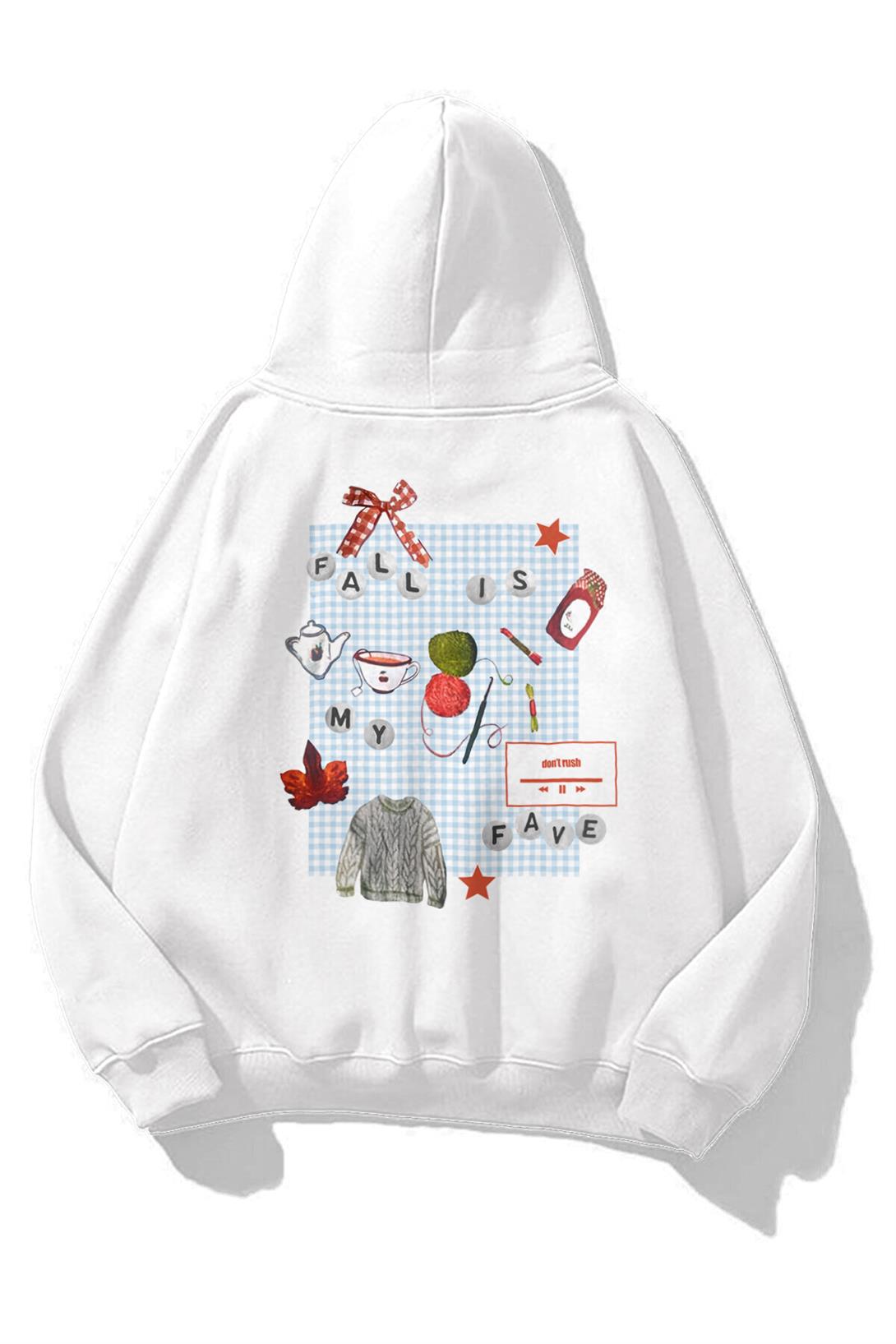 Kadın Fall is My Fave Sweatshirt Beyaz
