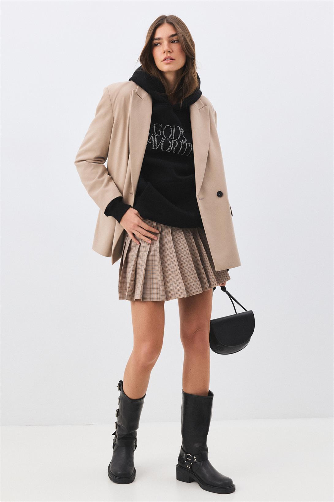 Unisex Gods Favorite Taş Baskılı Sweatshirt Siyah