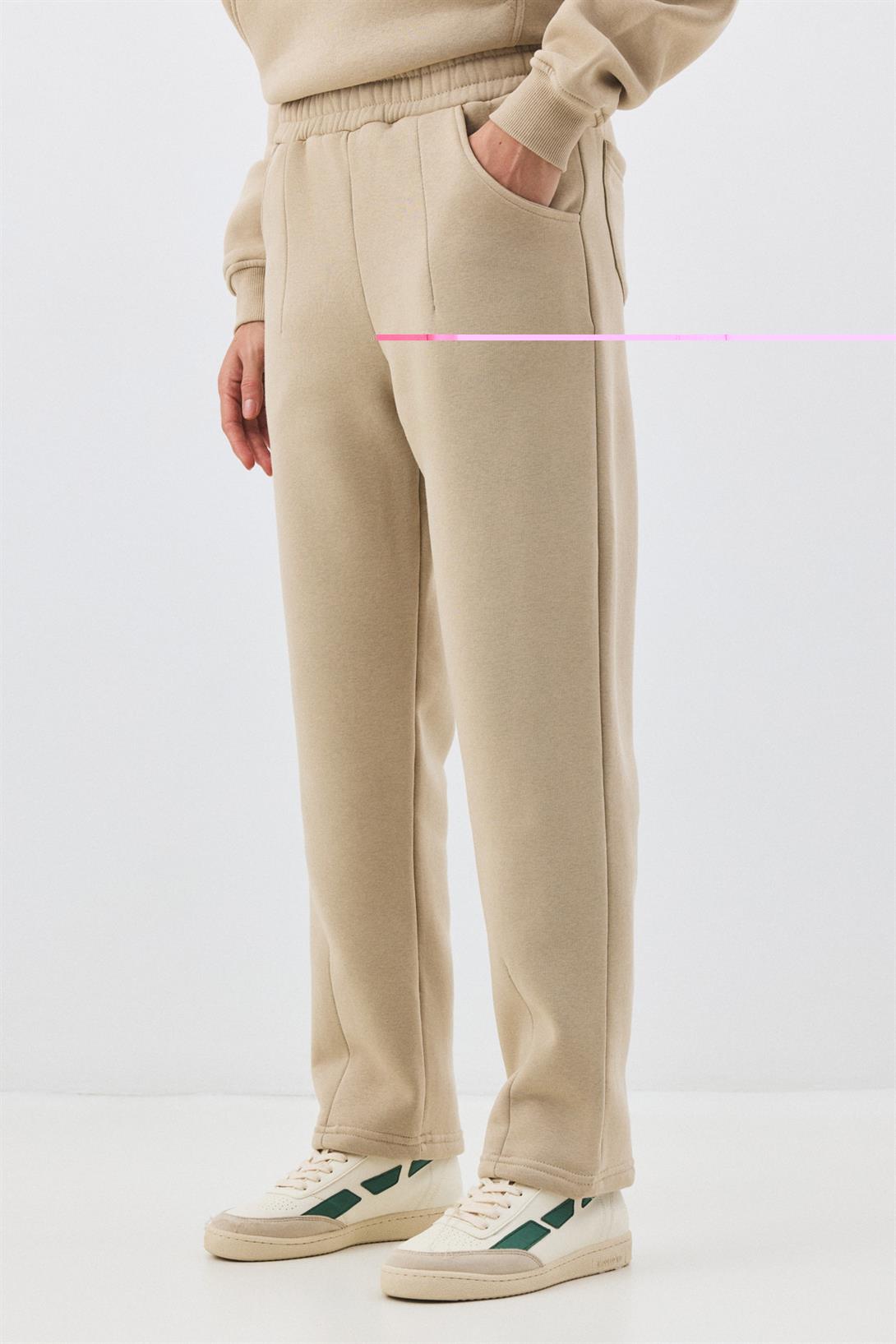 Kadın Premium Kapşonlu Cep Detaylı Eşofman Takımı Taş 2033