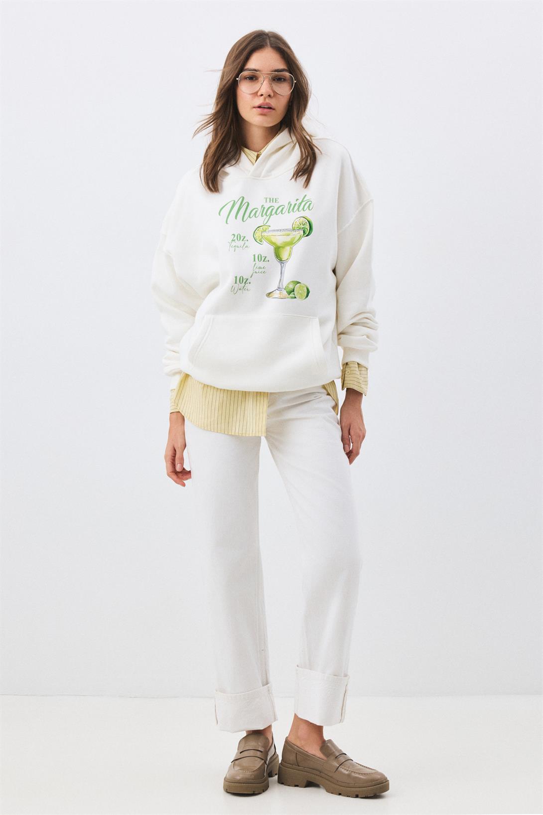 Kadın Margarita Social Club Sweatshirt Beyaz