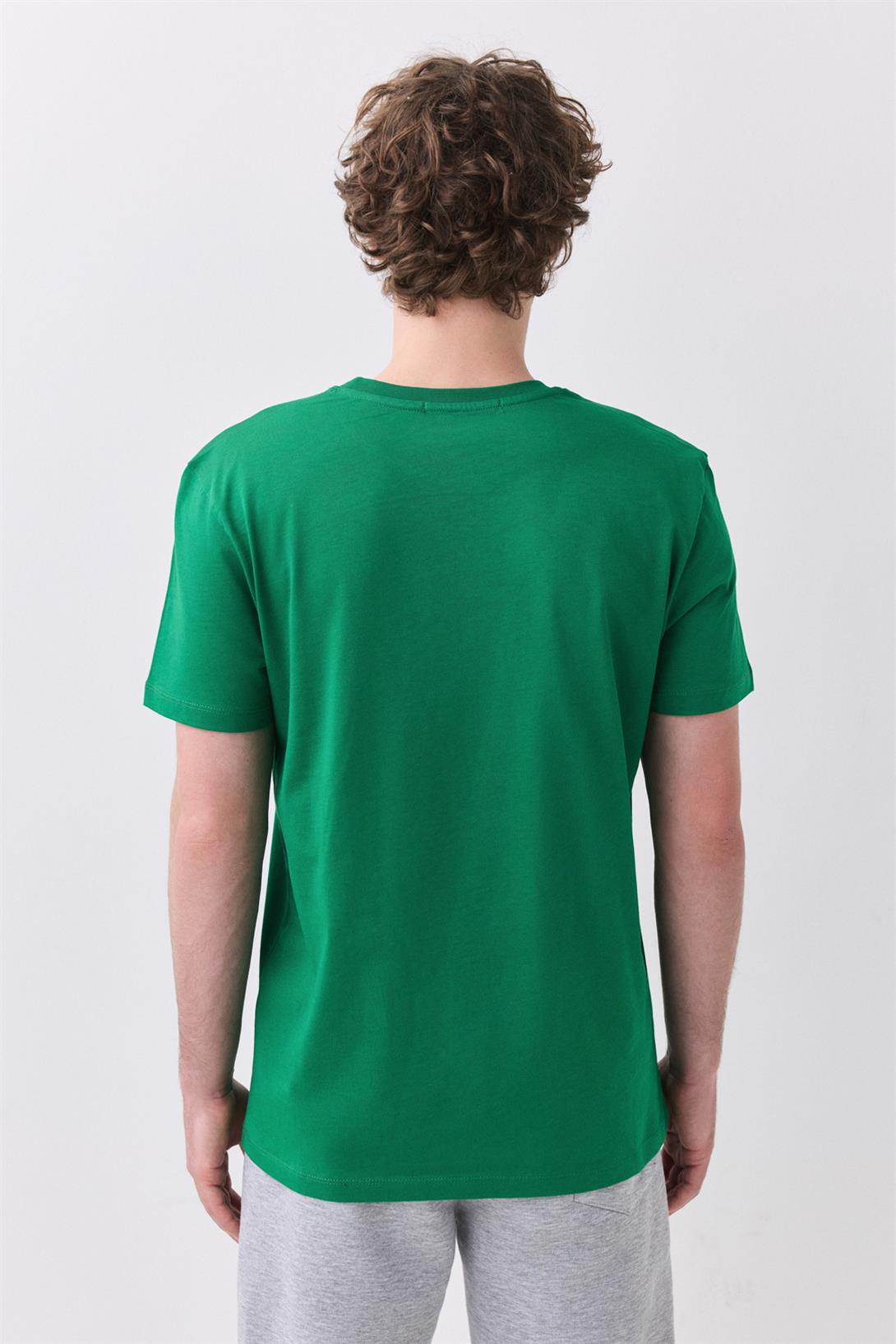 Erkek %100 Pamuk Basic Tshirt Yeşil 2091