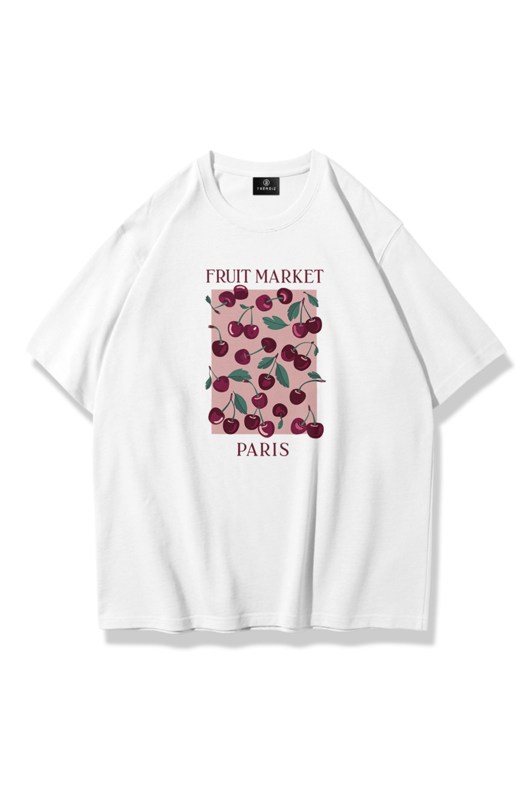 Unisex Paris Fruit Market Tshirt Beyaz