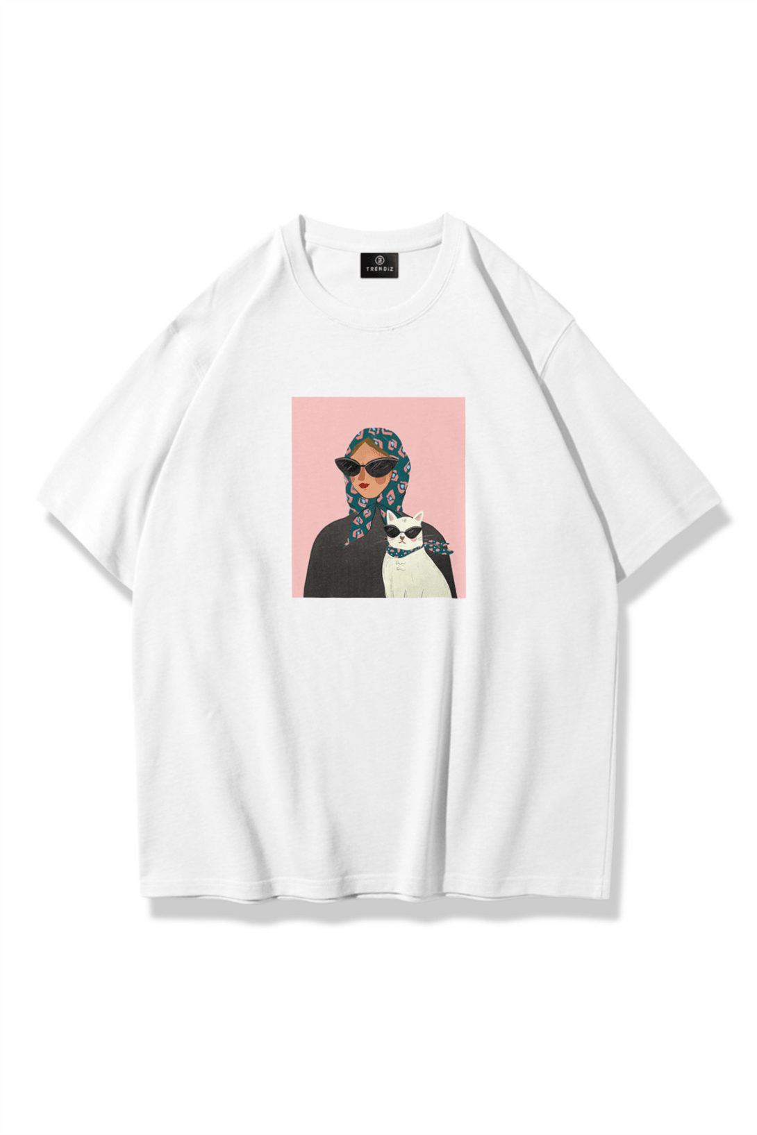 Kadın Cat Lady Tshirt Beyaz