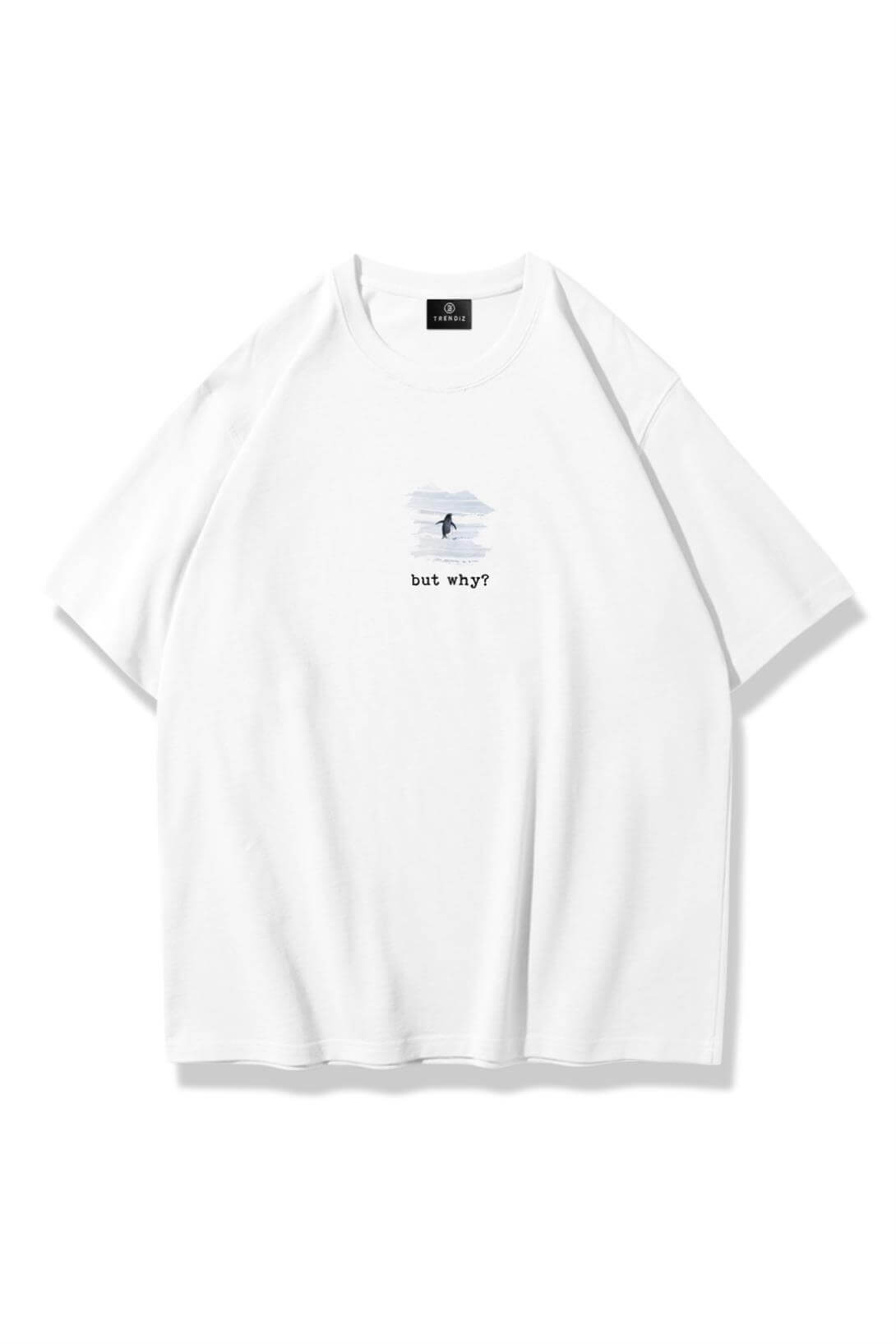 Unisex Lone Penguin Tshirt Beyaz