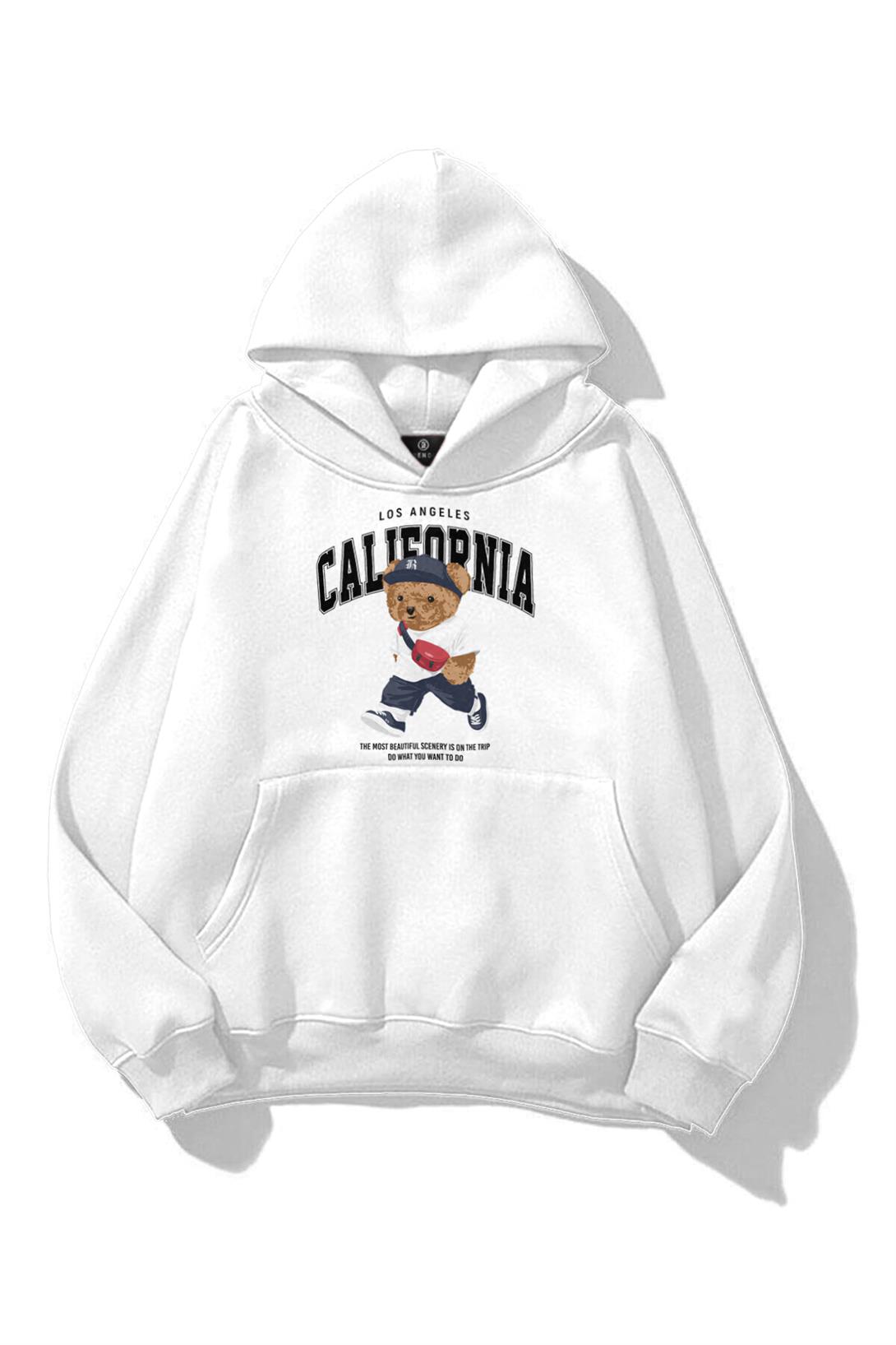 Unisex California Bear Sweatshirt Beyaz