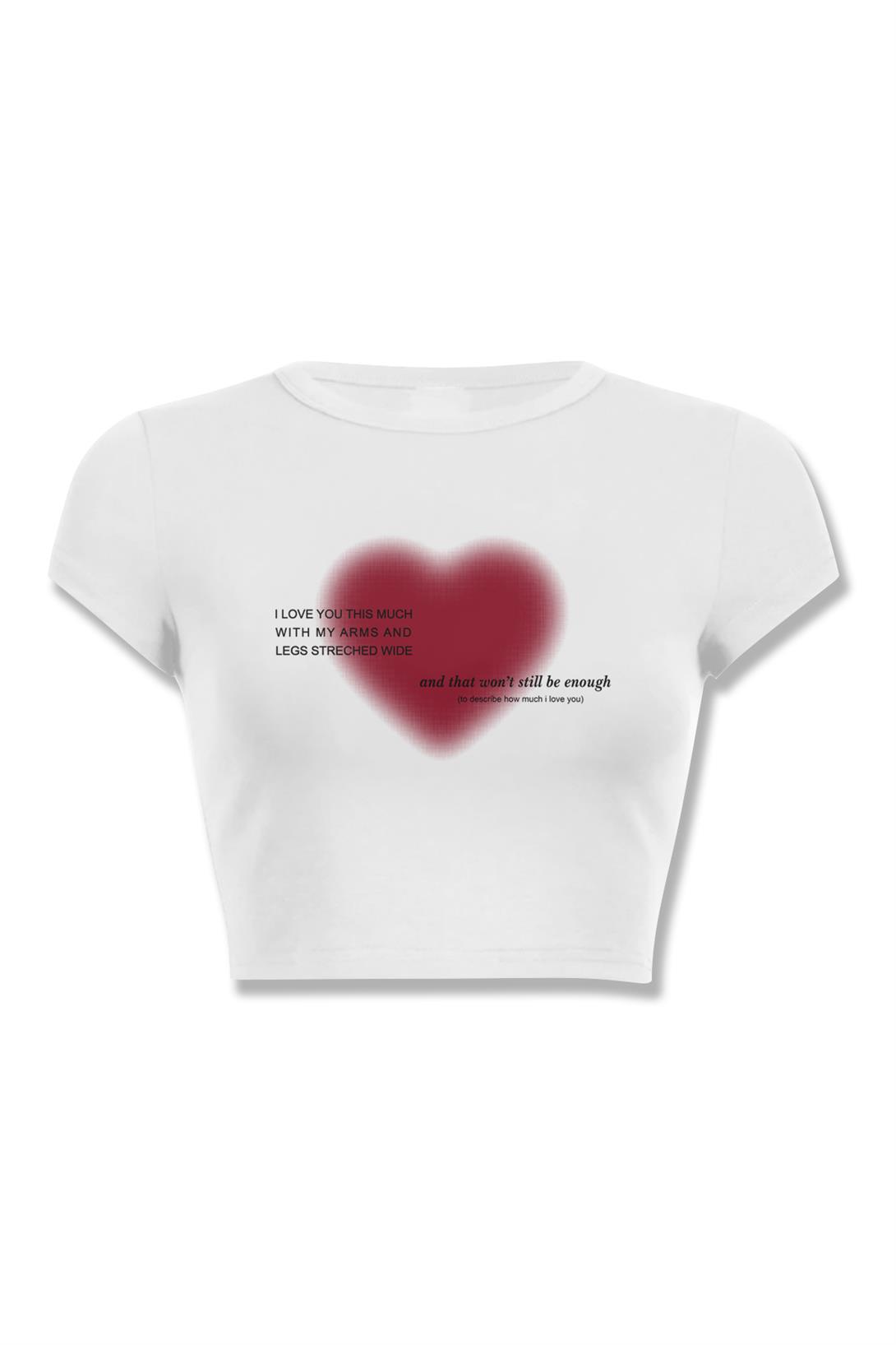 Kadın Aesthetic Heart Crop Beyaz