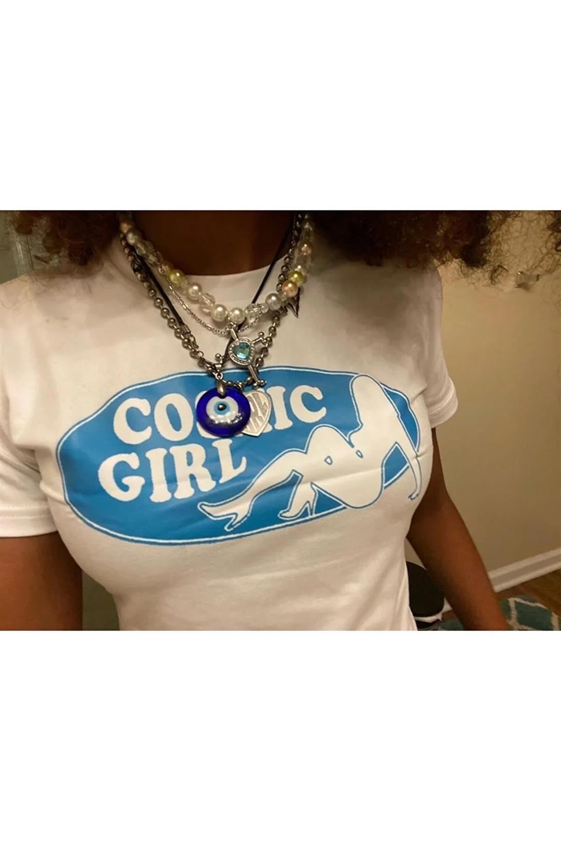Kadın Cosmic Girl Crop Beyaz