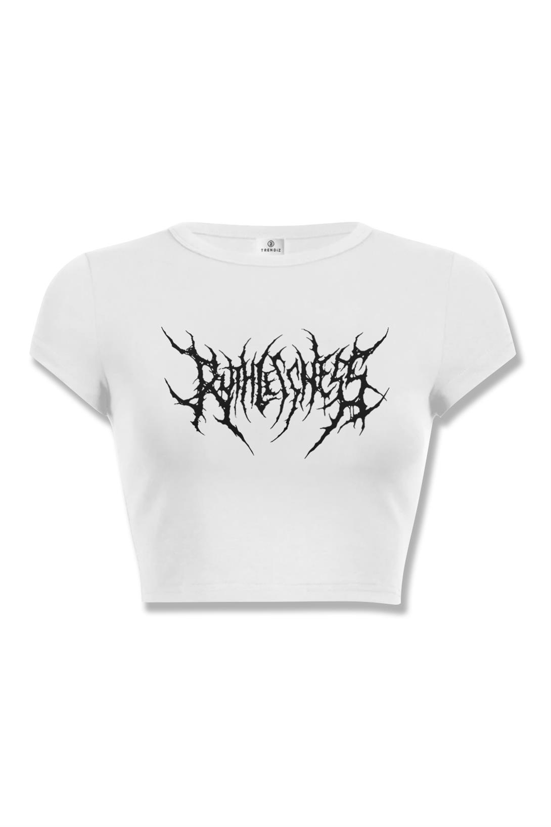 Kadın Gothic Ruthless Crop Beyaz