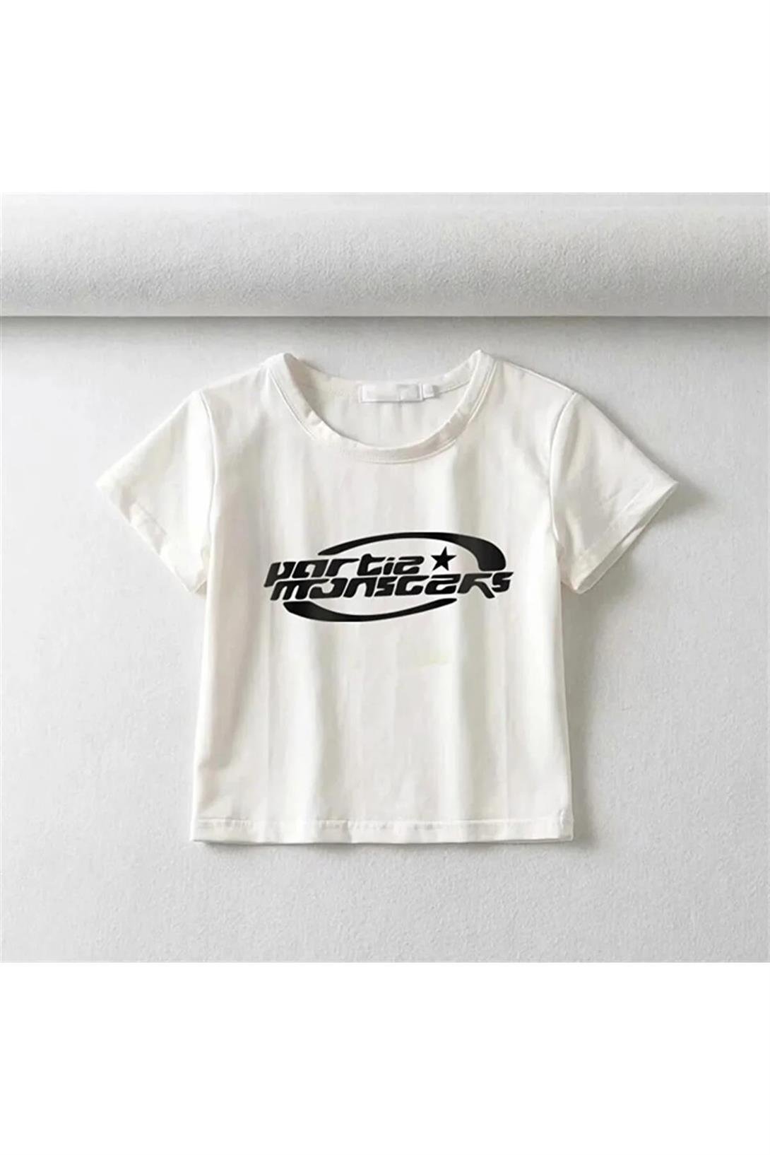 Kadın Partie Monsters Crop Beyaz