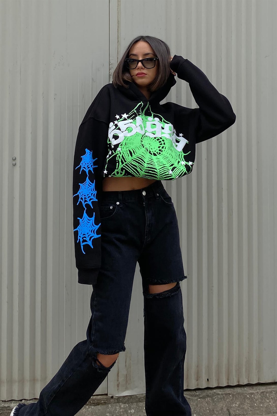 Trendiz 555 Spider Siyah Unisex Sweatshirt Hoodie