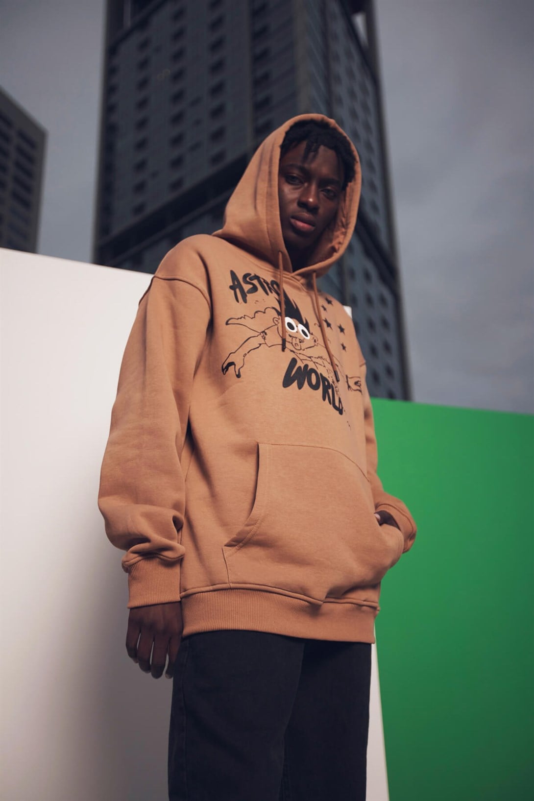 Trendiz Astroboy Oversıze Sweatshirt Hoodie Kahverengi TR30019