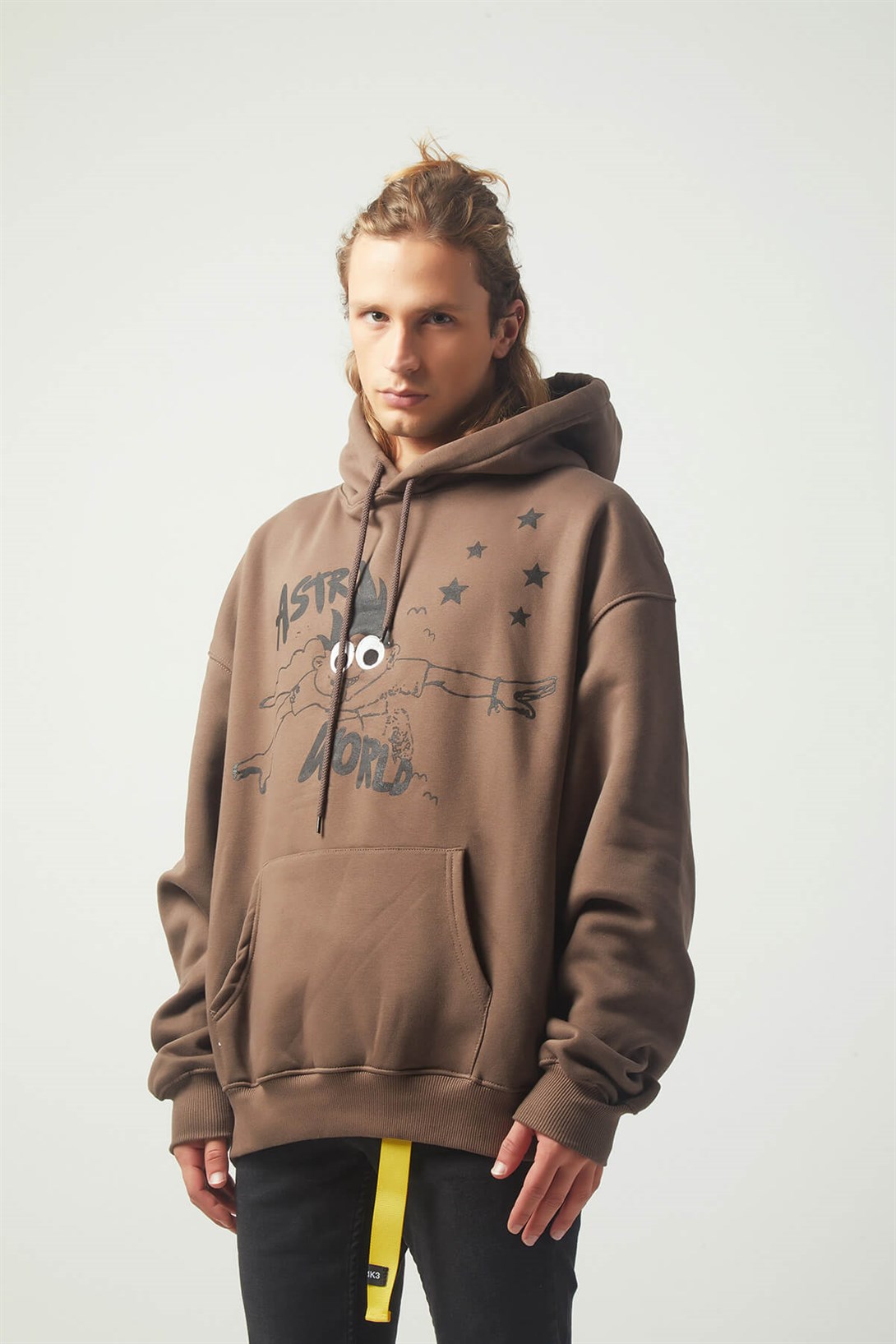 Trendiz Astroboy Oversıze Sweatshirt Hoodie Kahverengi TR30019