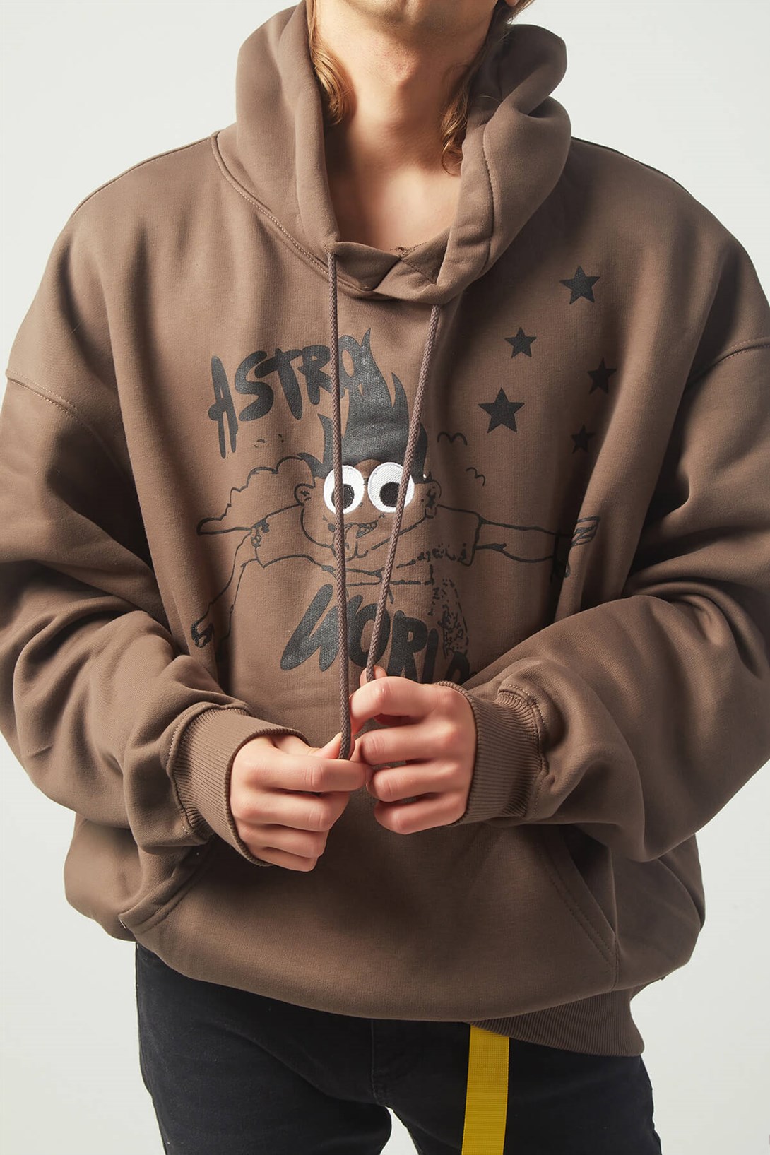Trendiz Astroboy Oversıze Sweatshirt Hoodie Kahverengi TR30019
