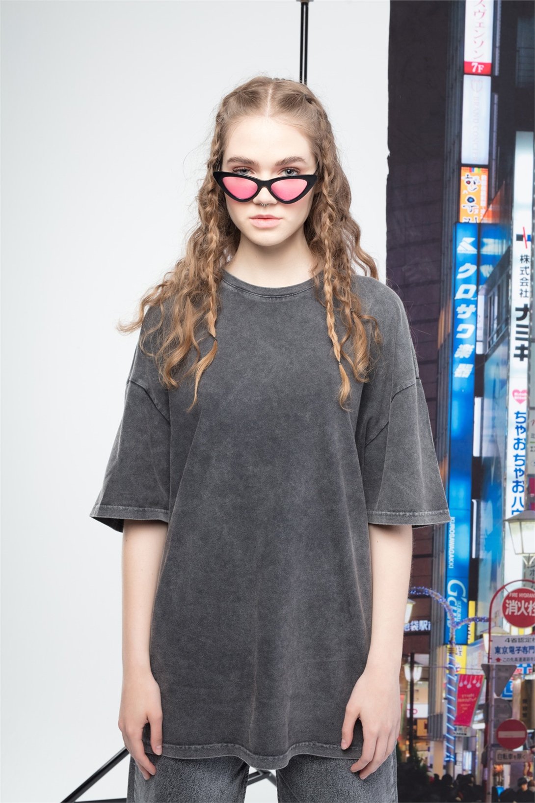 Trendiz Basic Kadın Yıkamalı Tshirt Antrasit