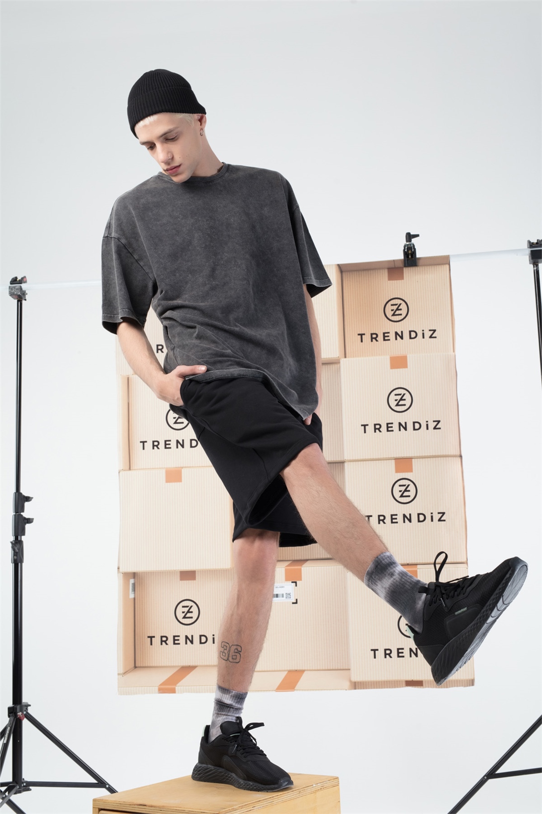 Trendiz Basic Erkek Yıkamalı Tshirt Antrasit