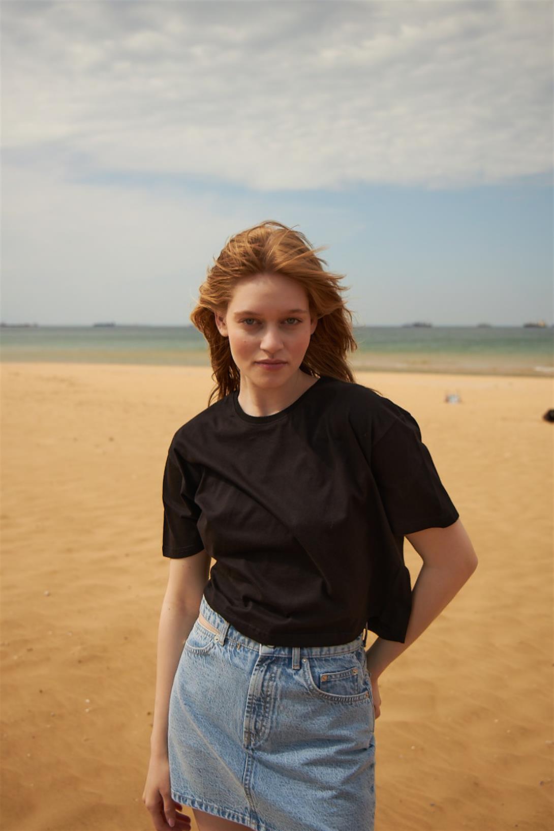 Trendiz Kadın Crop Tshirt Siyah