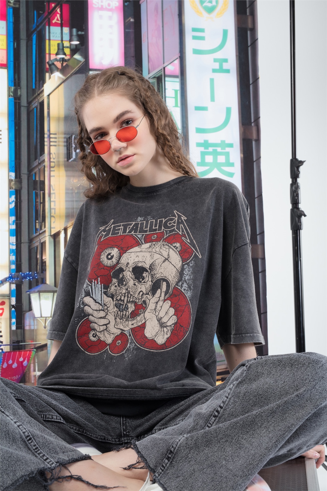 Trendiz Metallica Kadın Tshirt Antrasit